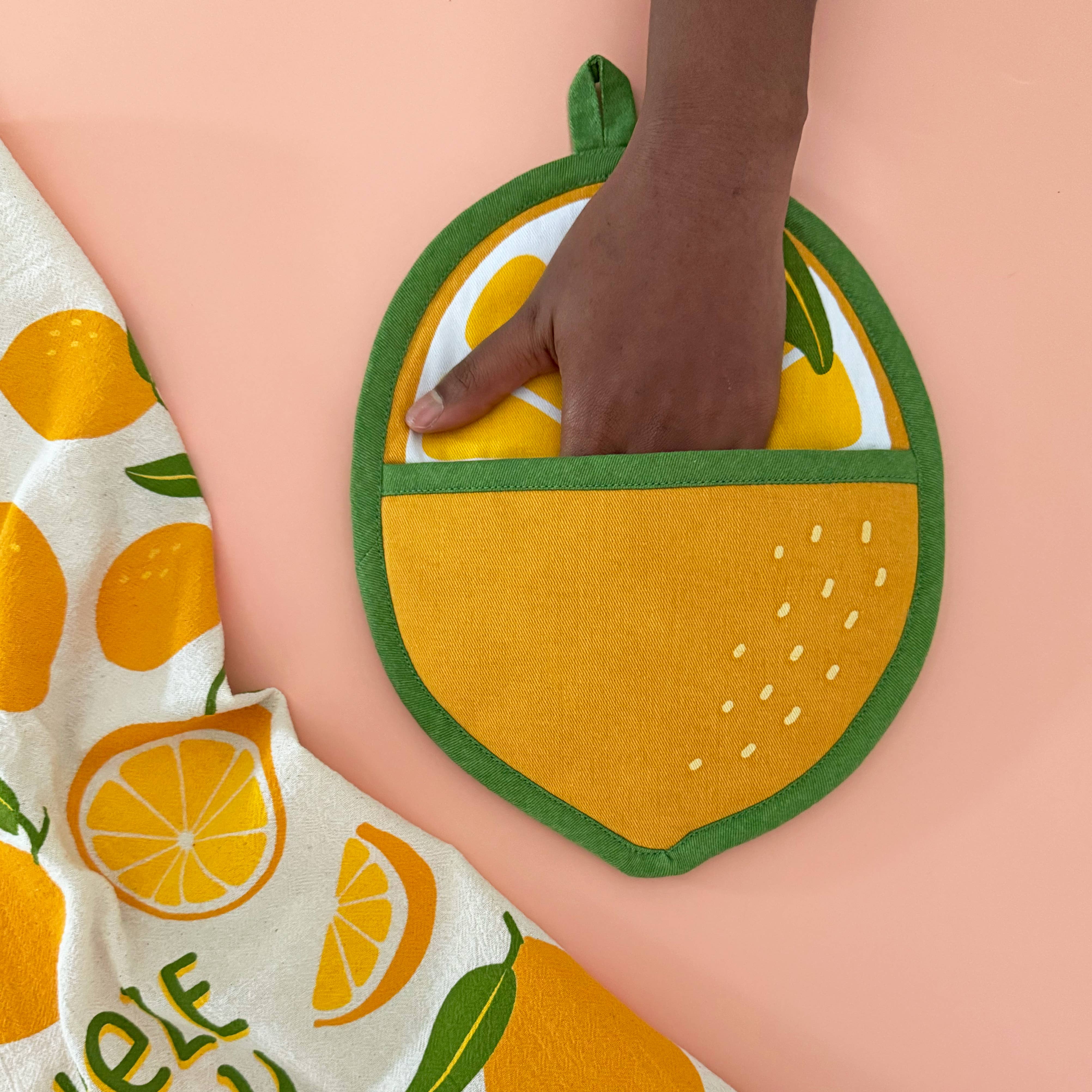 Lemon Pot Holder w/ Pocket by The Neighborgoods