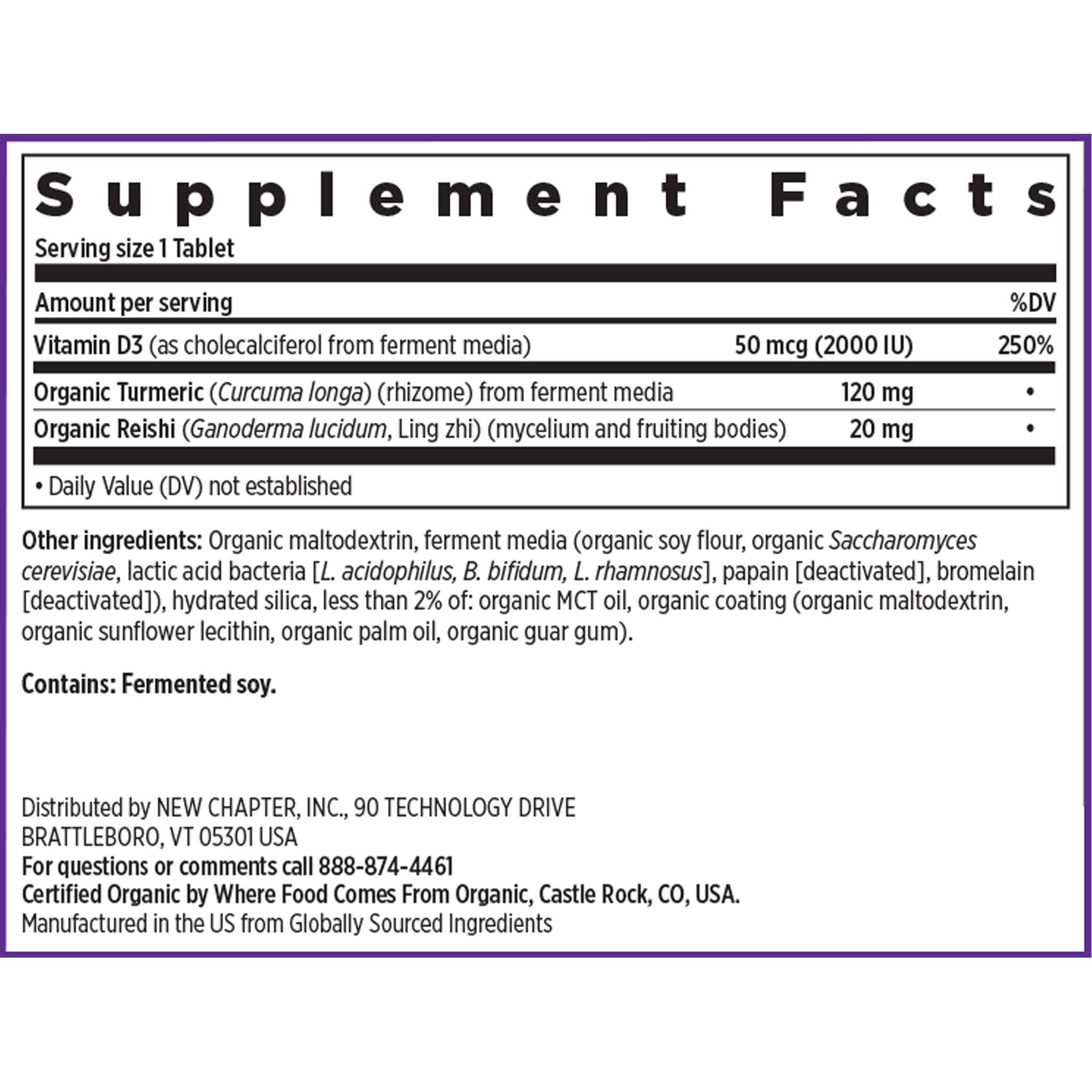 Fermented Vitamin D3 Supplement, 30 Vegan Tablets by New Chapter