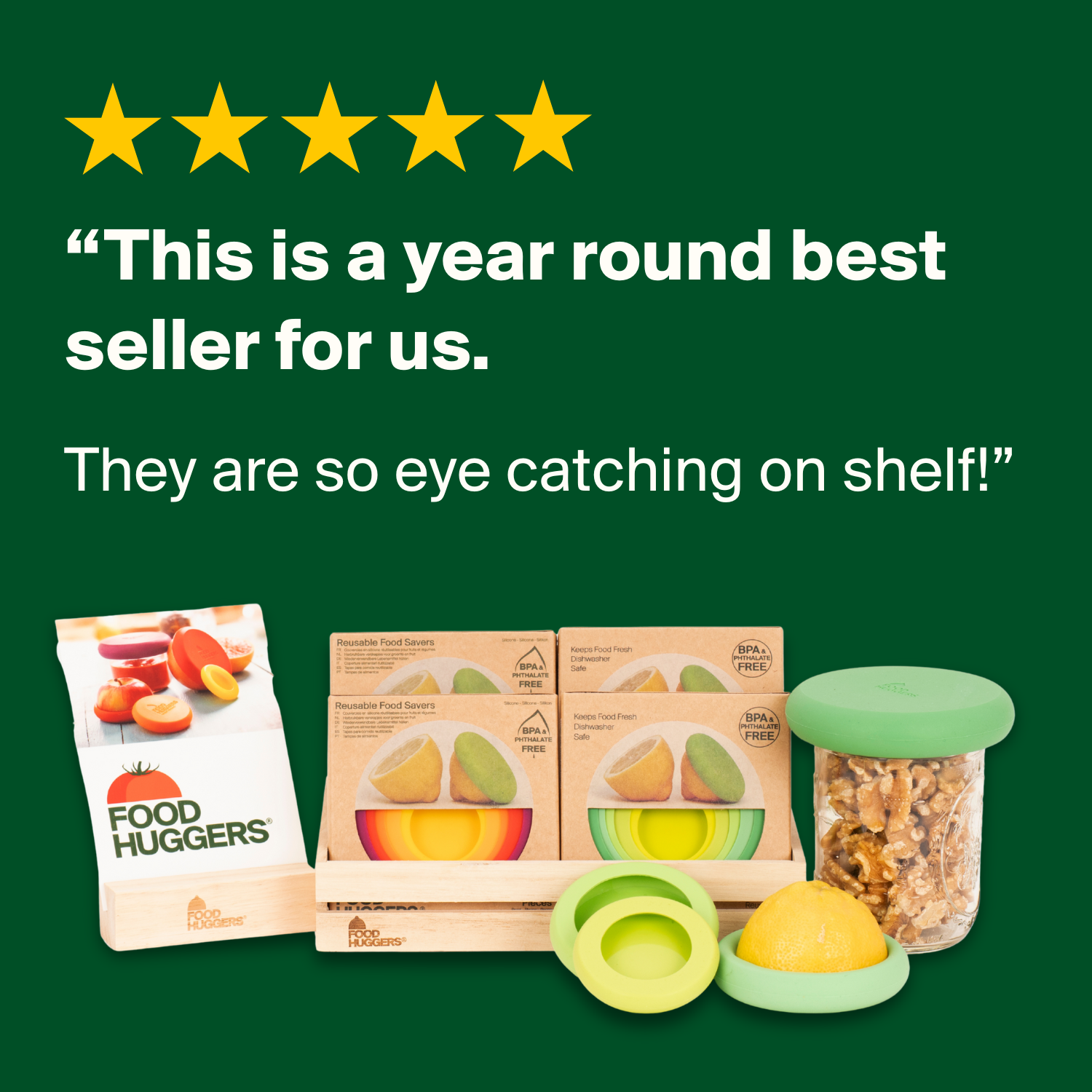 Reusable Silicone Food Savers - Fresh Green (Set of 5) by Food Huggers
