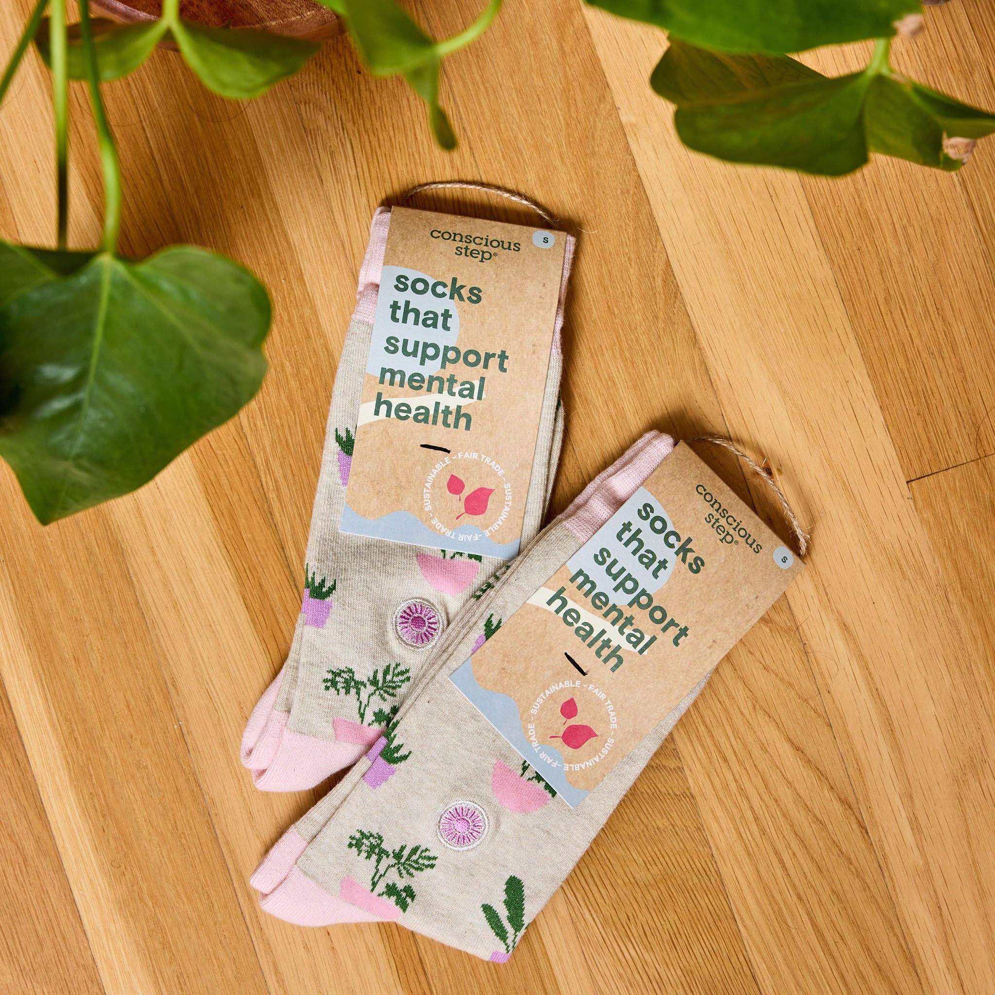Socks that Support Mental Health (Happy Houseplants) by Conscious Step