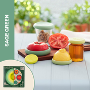 Sage Green Reusable Silicone Food Savers (Set of 5) by Food Huggers