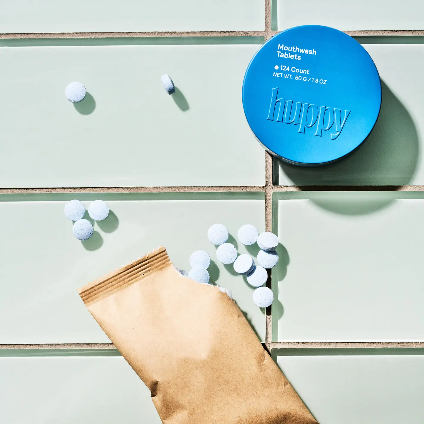 Alcohol-Free Cool Mint & Fluoride-Free Mouthwash Tablets by Huppy