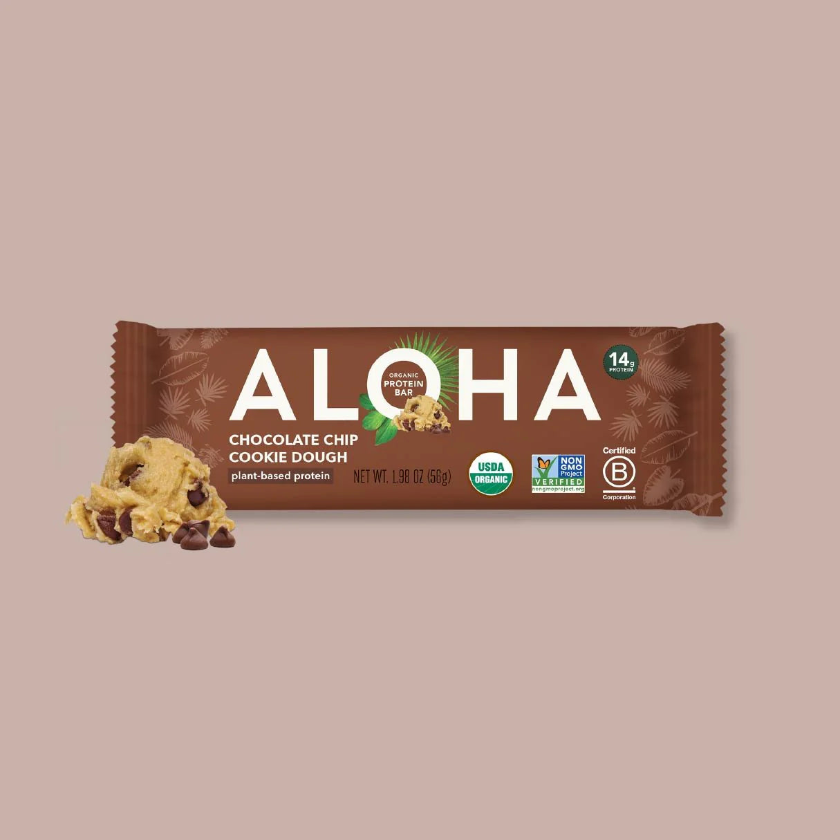 Chocolate Chip Cookie Dough Protein Bar - 14 g protein by Aloha Bar