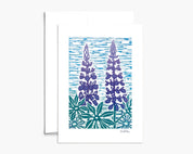 Lupines Greeting Card by Nan Onkka Prints