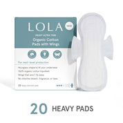 Heavy Organic Cotton Ultra Thin Pads w/ Wings, 20 ct by LOLA