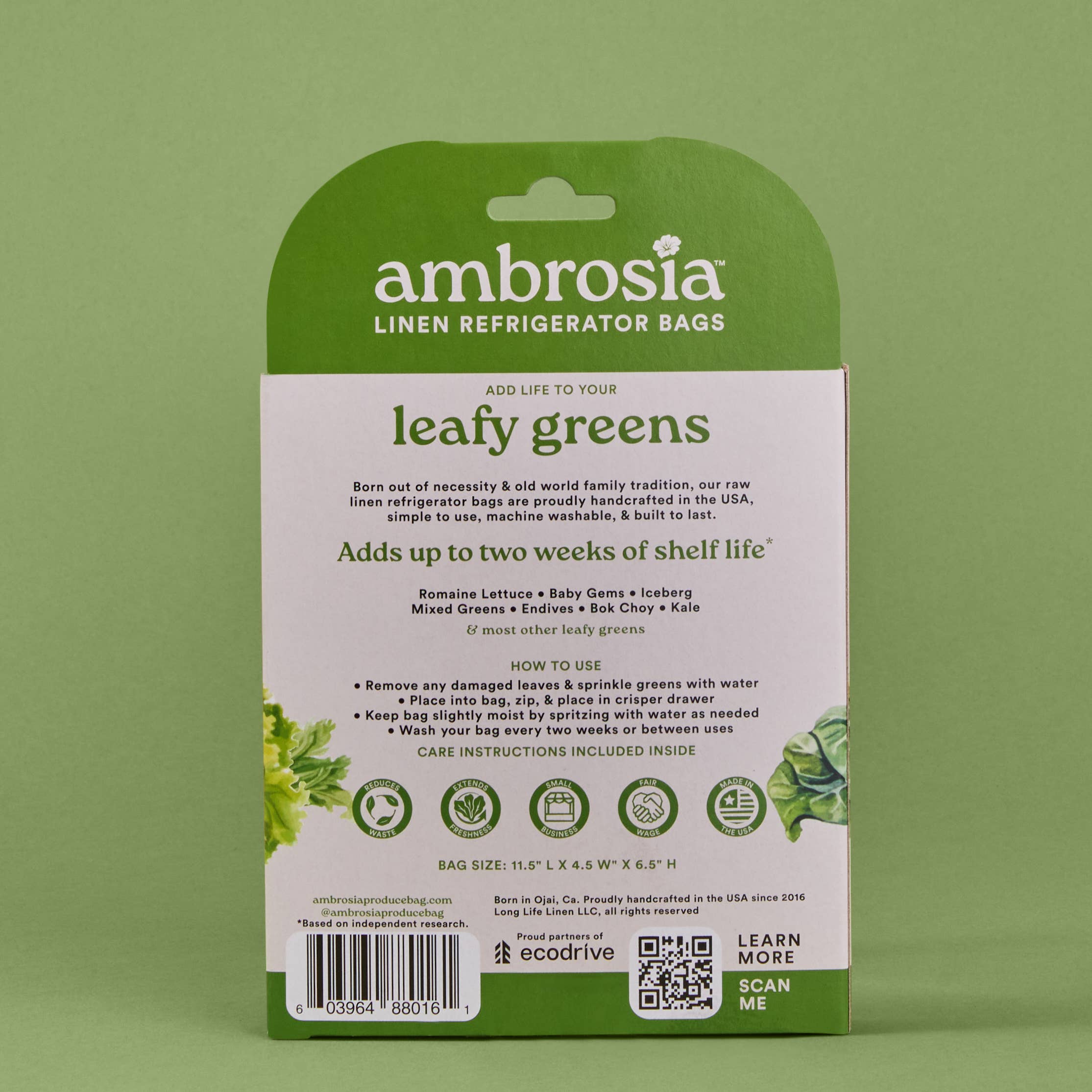 Reusable Leafy Greens Linen Bag by Ambrosia Bag
