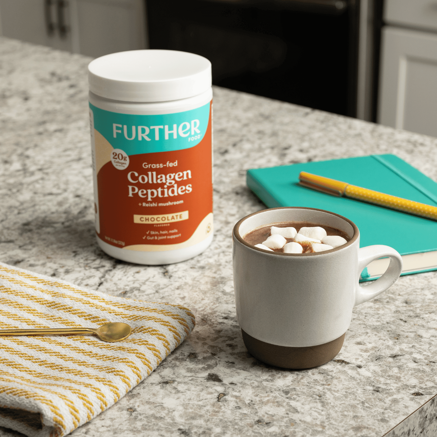 Chocolate + Reishi Mushroom Collagen Peptides Powder by Further Food