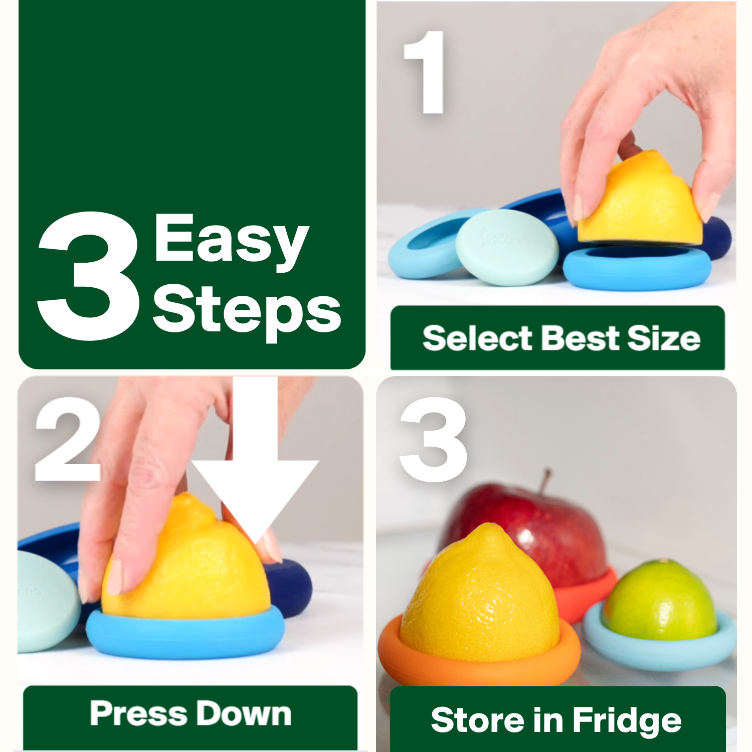 Ice Blue Reusable Silicone Food Savers (Set of 5) by Food Huggers