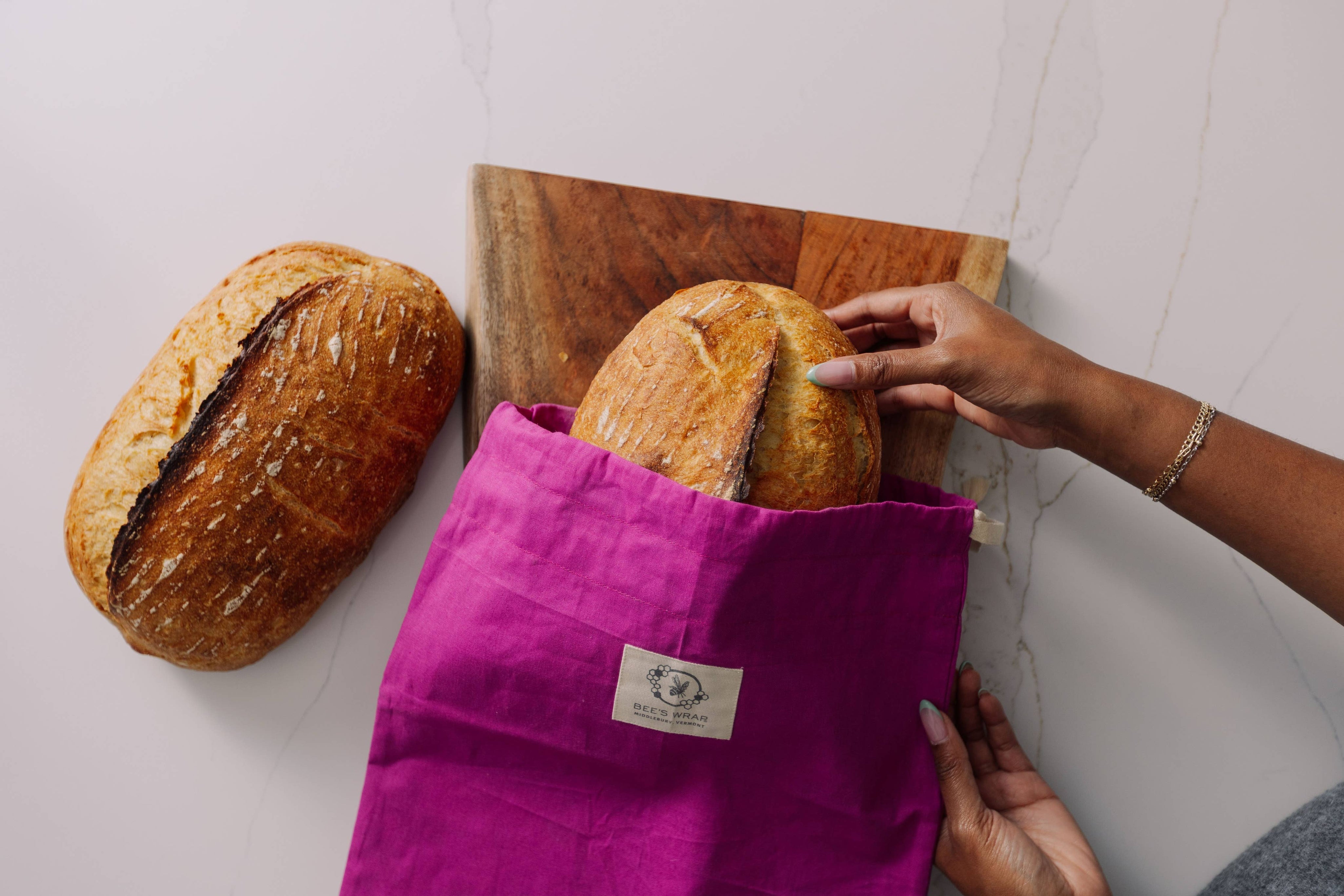 Reusable Beeswax Lined Artisan Bread Bag - Magenta by Bee's Wrap