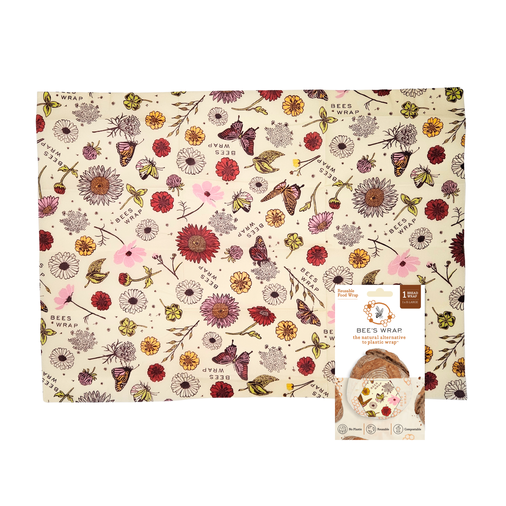 Reusable Beeswax Bread Wrap - Meadow Magic Print by Bee's Wrap