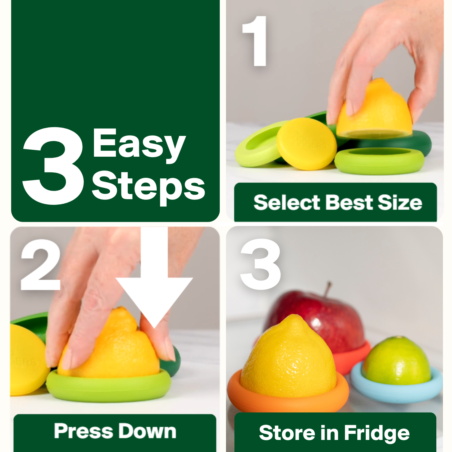 Reusable Silicone Food Savers - Fresh Green (Set of 5) by Food Huggers