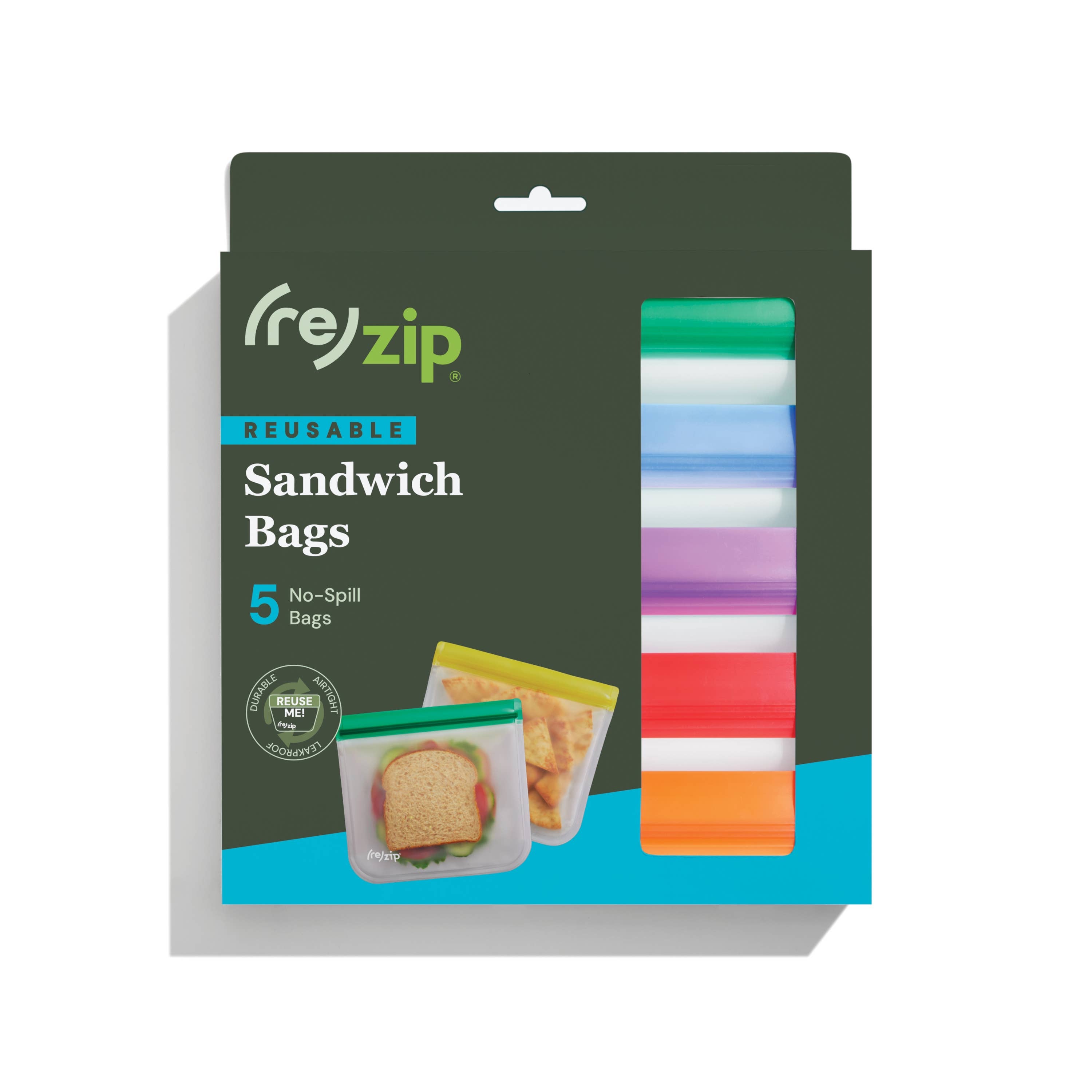 Reusable Flat Sandwich Bags - 5 Pack by Rezip Co.