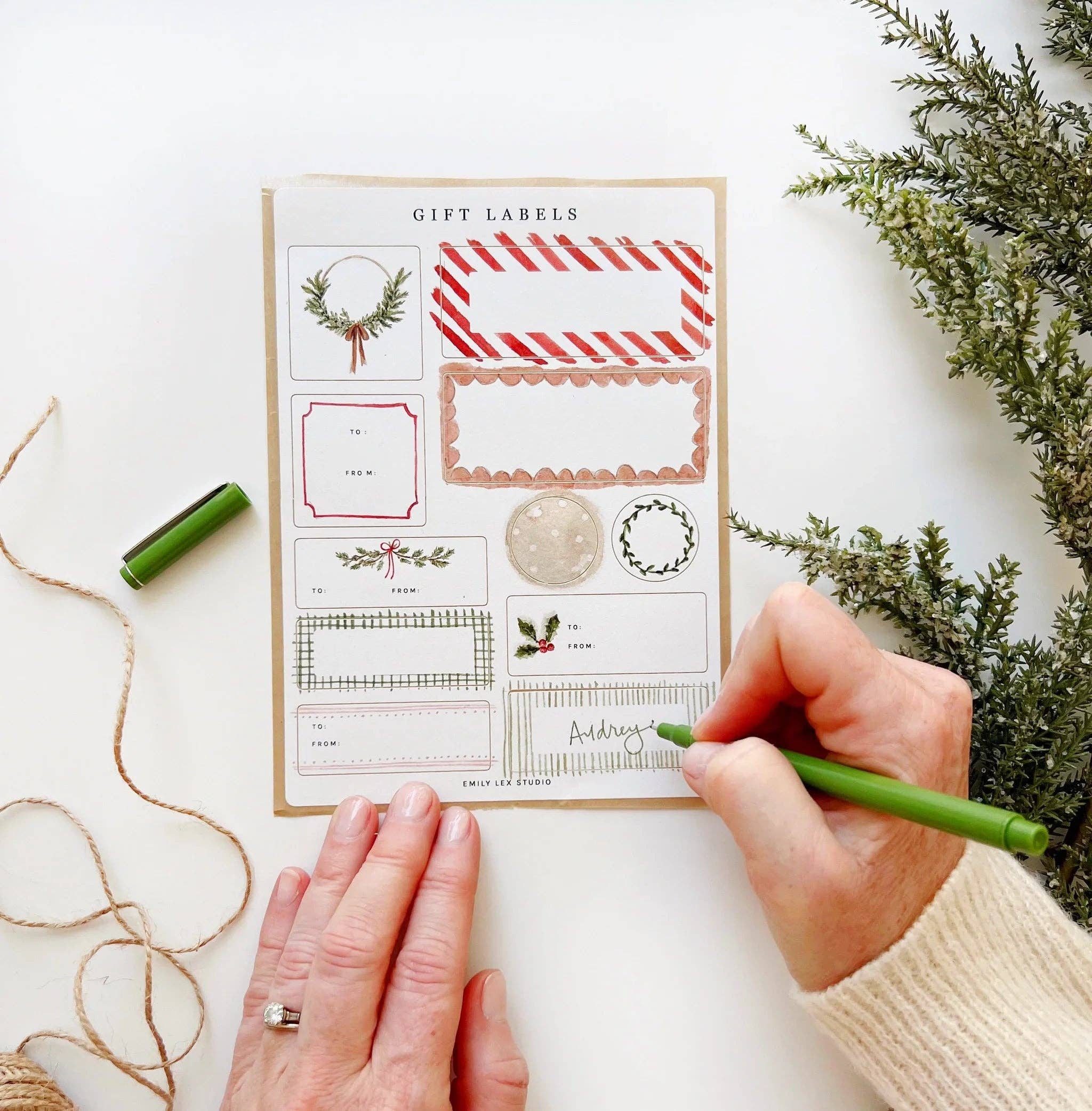 Christmas Gift Tag Label Sticker Sheets by emily lex studio