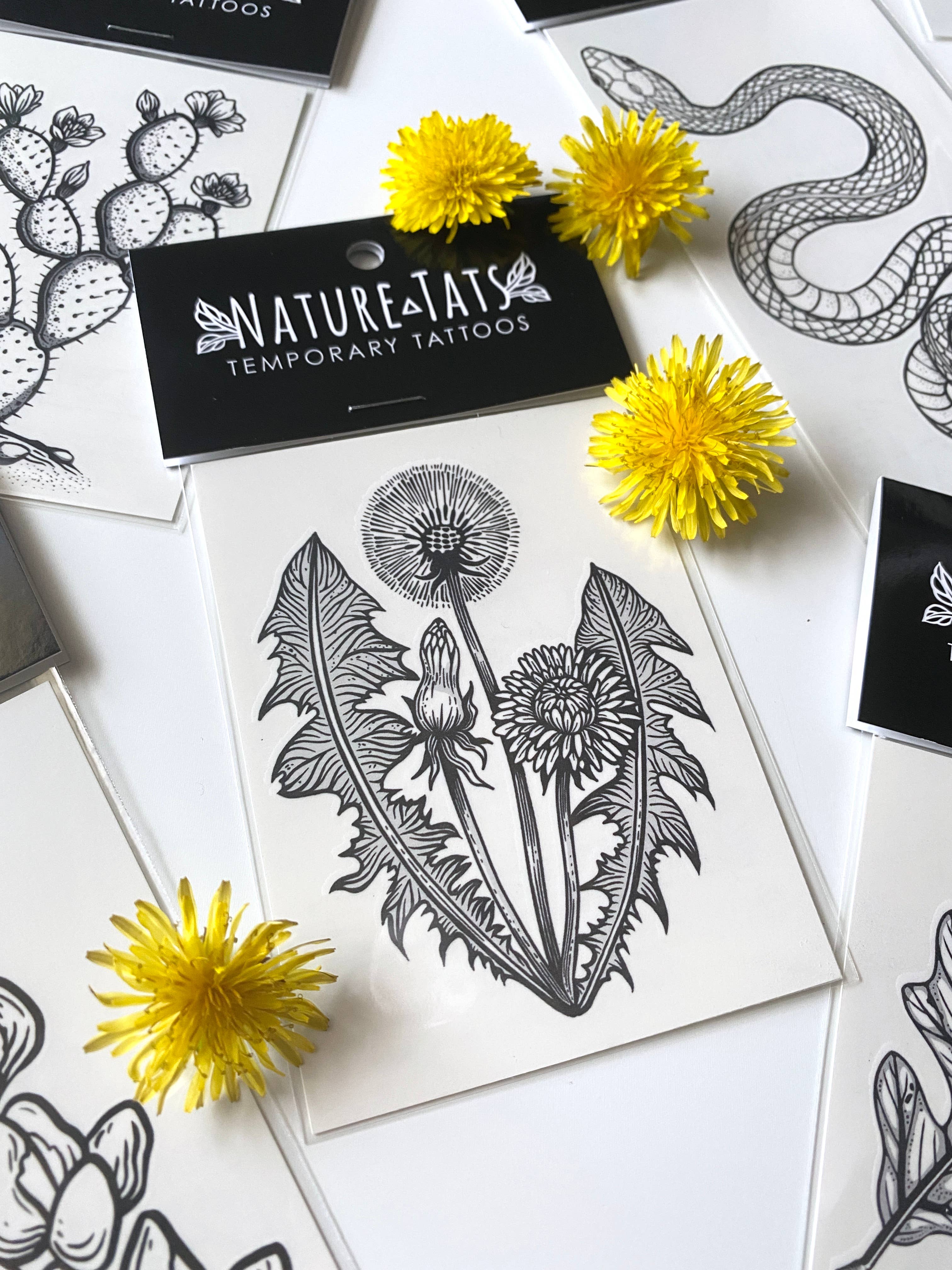 Dandelion Flower Temporary Tattoo by NatureTats