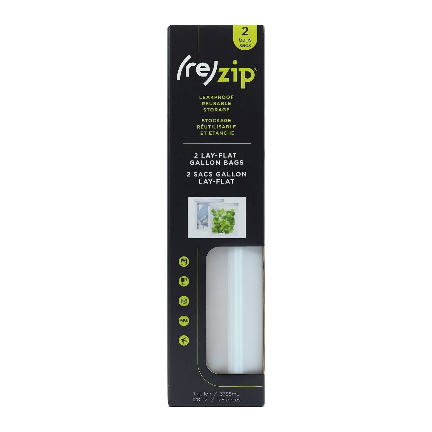 Reusable Flat Gallon Storage Bags - Clear - 2 Pack by Rezip Co.