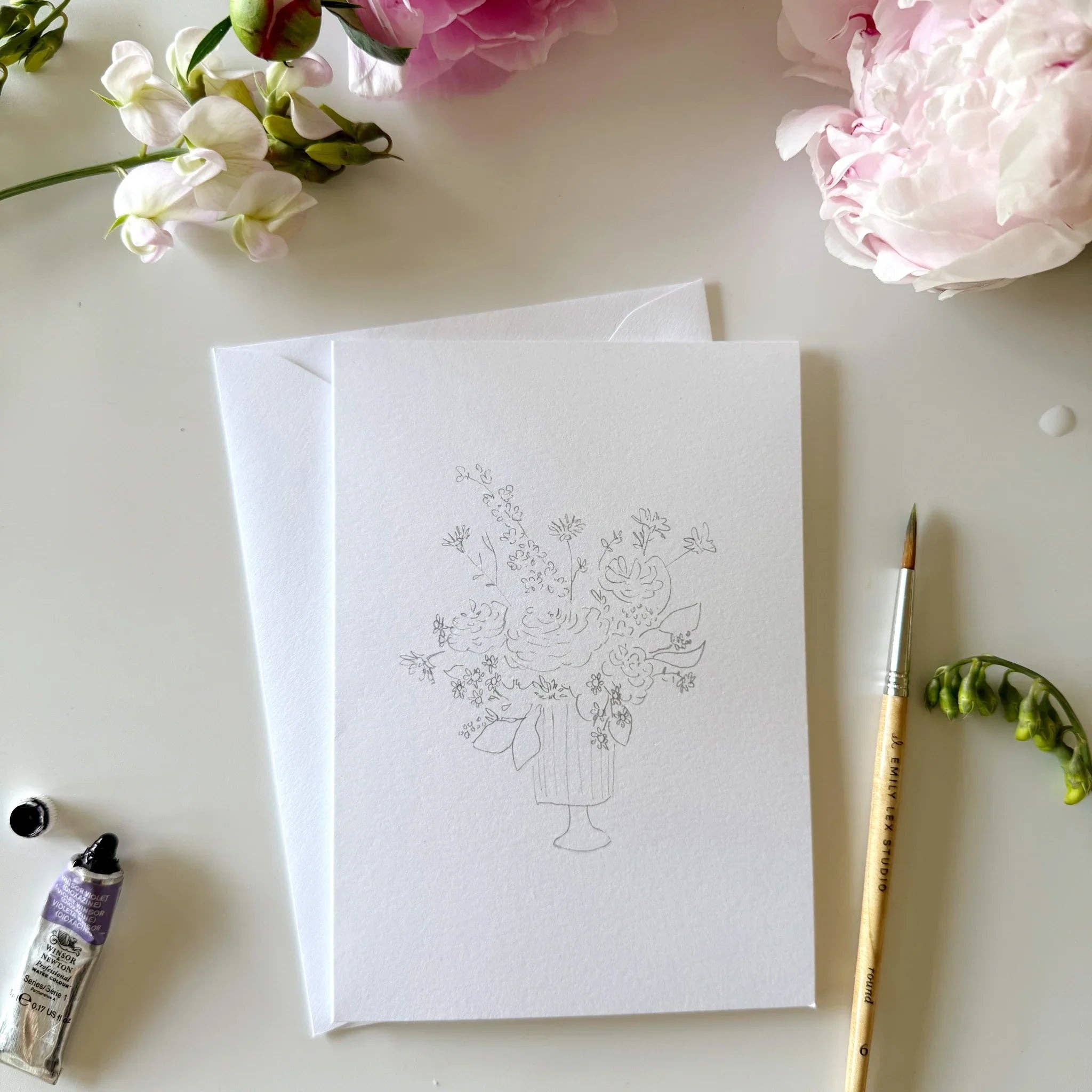 Bouquets Paintable Watercolor Notecard Set by emily lex studio