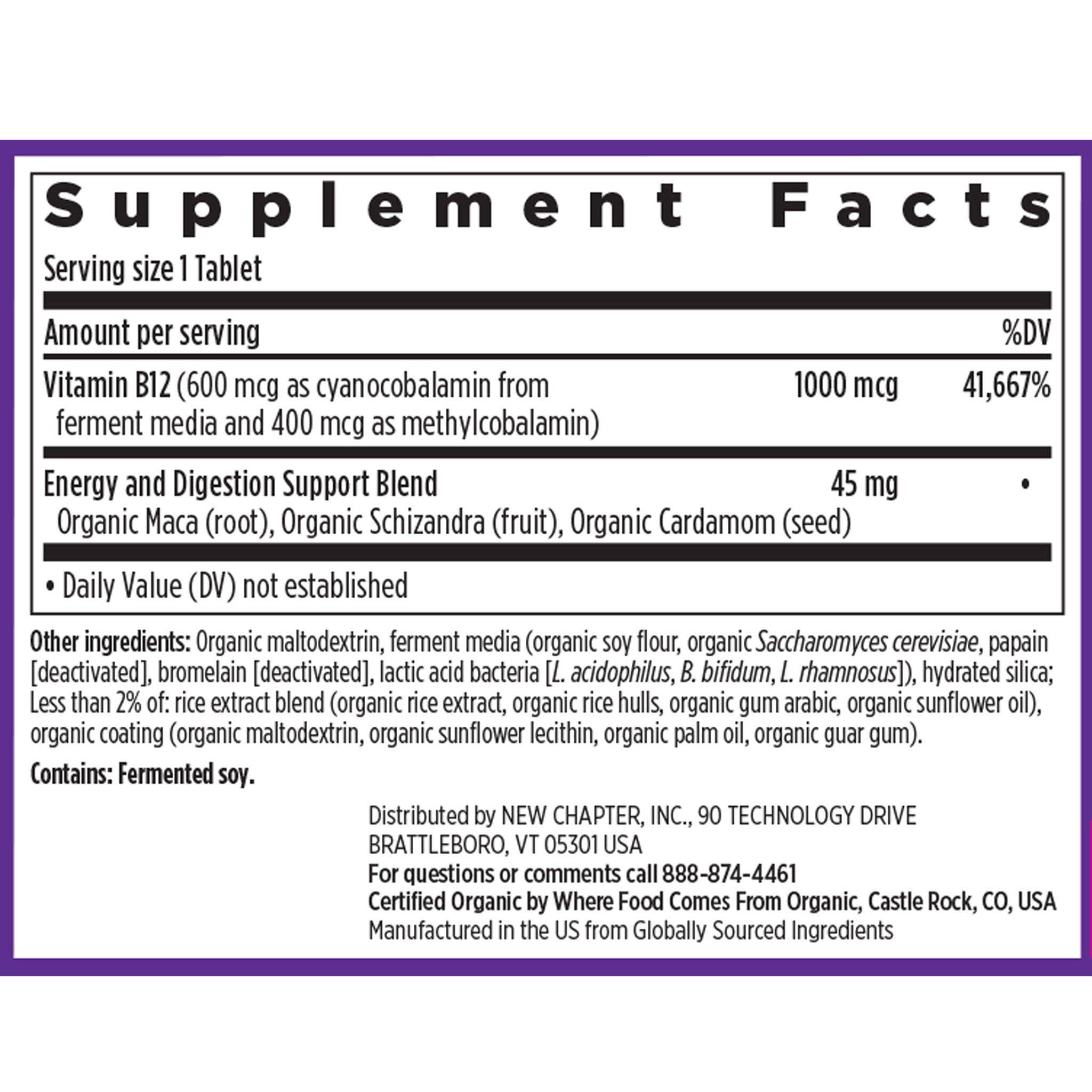 Fermented Vitamin B12 Supplement, 30 Vegan Tablets by New Chapter