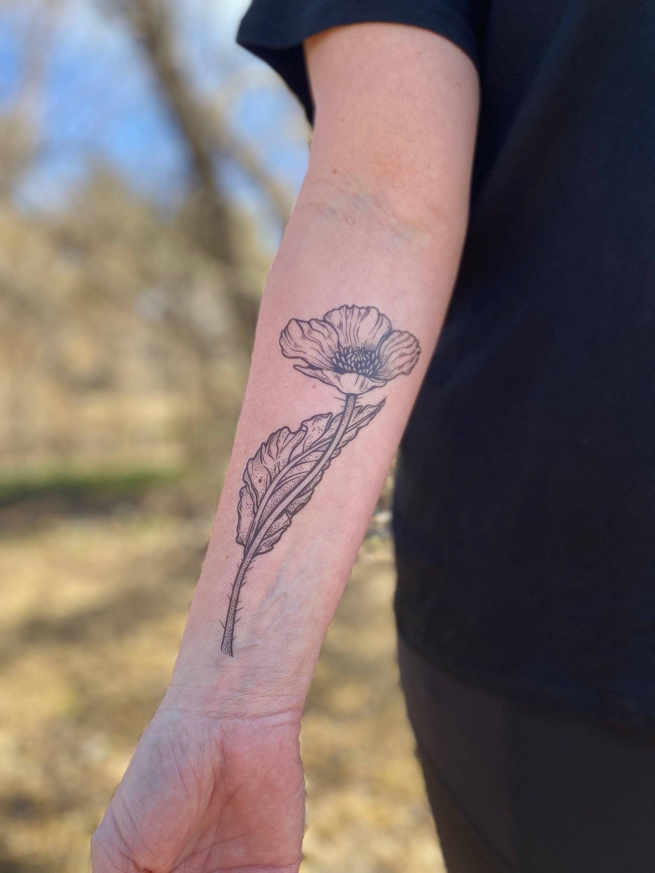Wild Poppy Flower Temporary Tattoo by NatureTats
