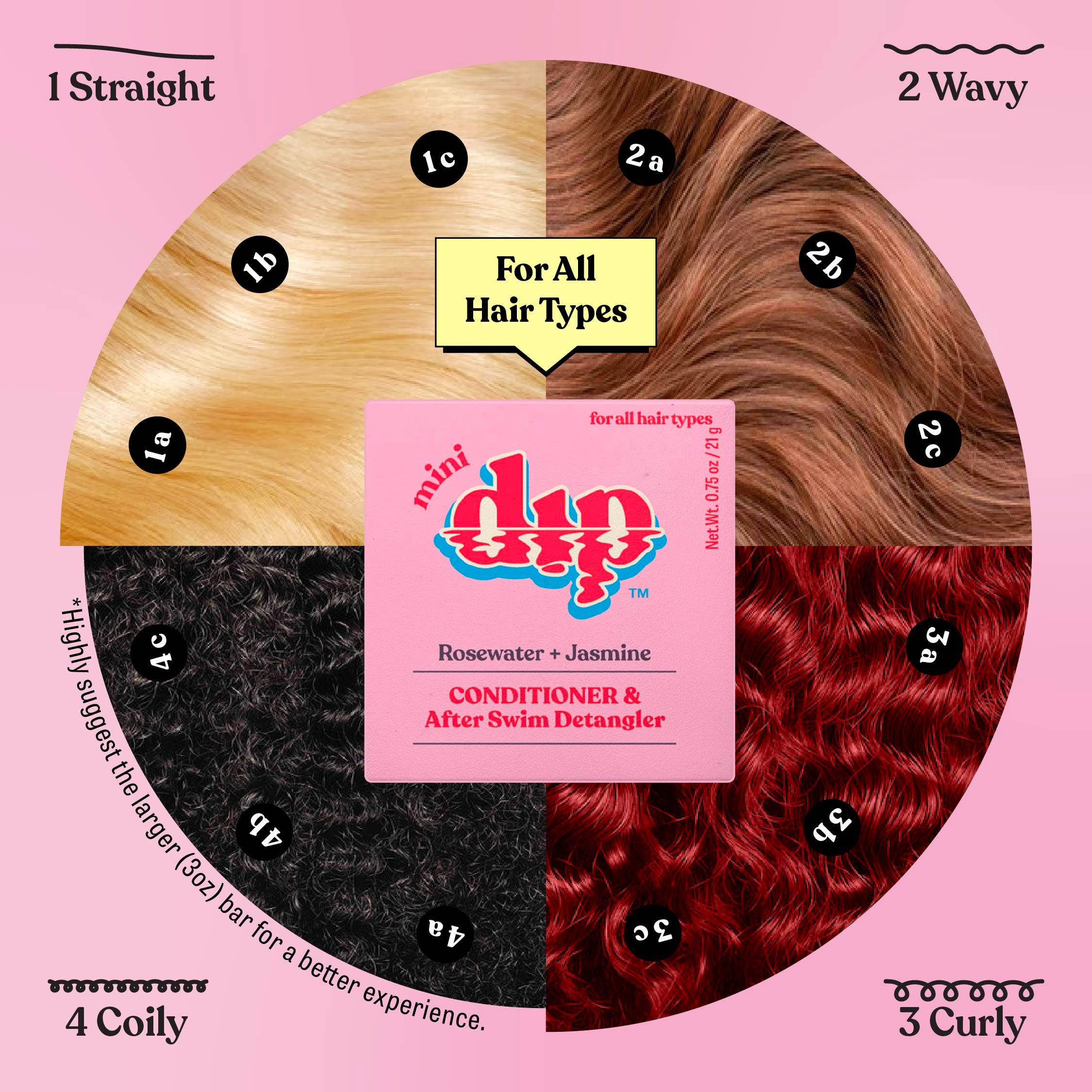 Mini Rosewater & Jasmine Conditioner Bar & After Swim Detangler by Dip