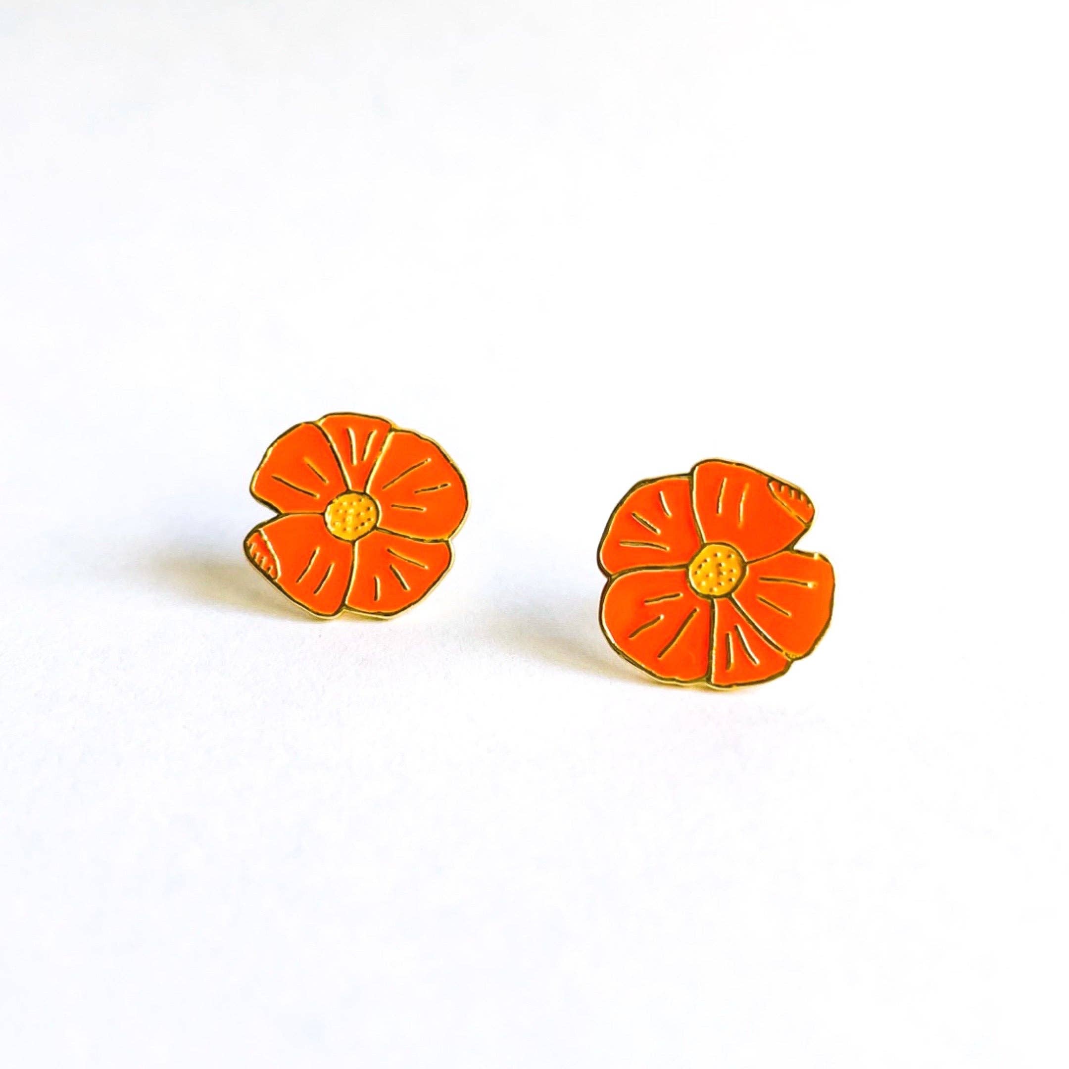 Poppy Enamel Earrings by Jenny Lemons
