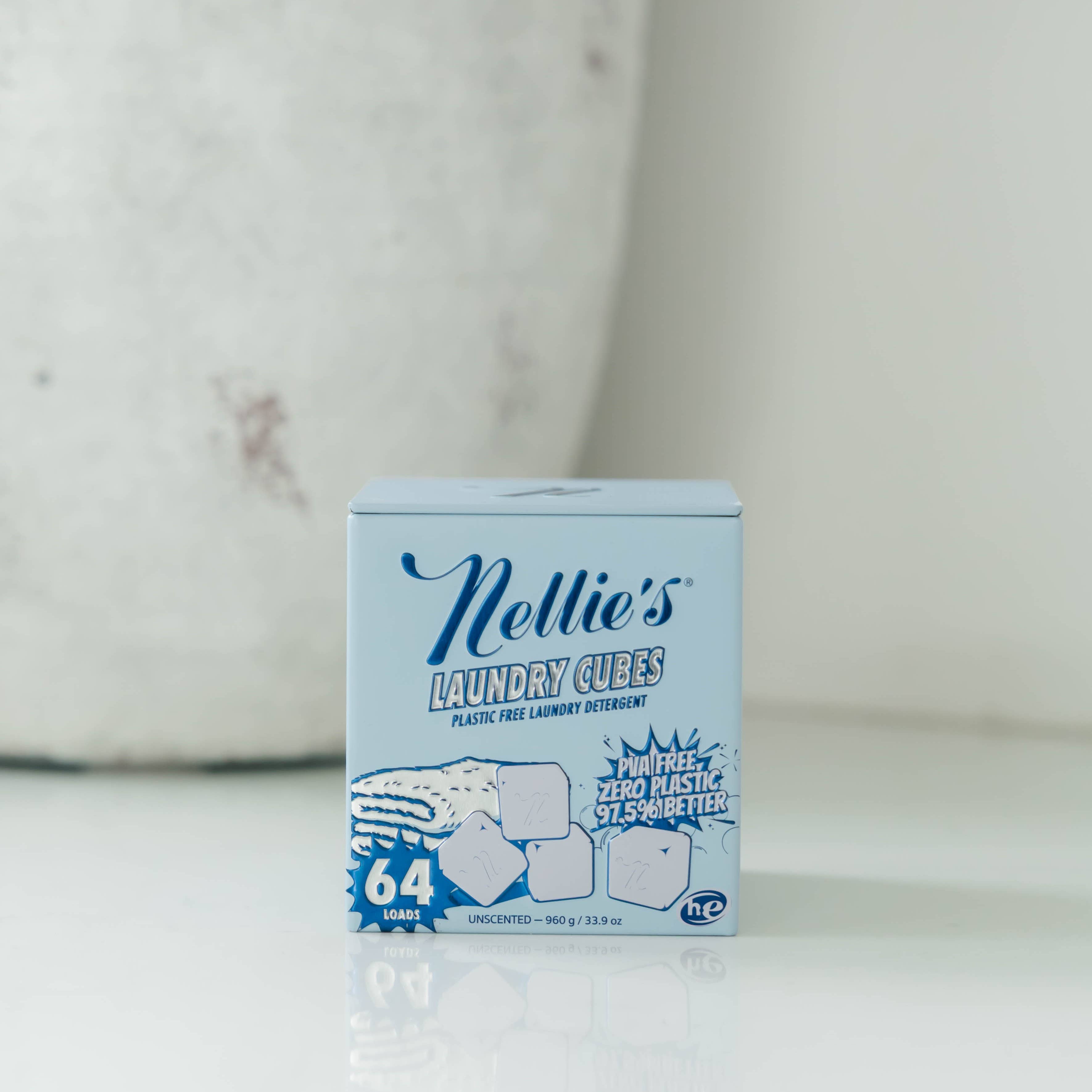 Laundry Cubes 64 Load Tin - Plastic-Free Detergent Pods by Nellie's Clean