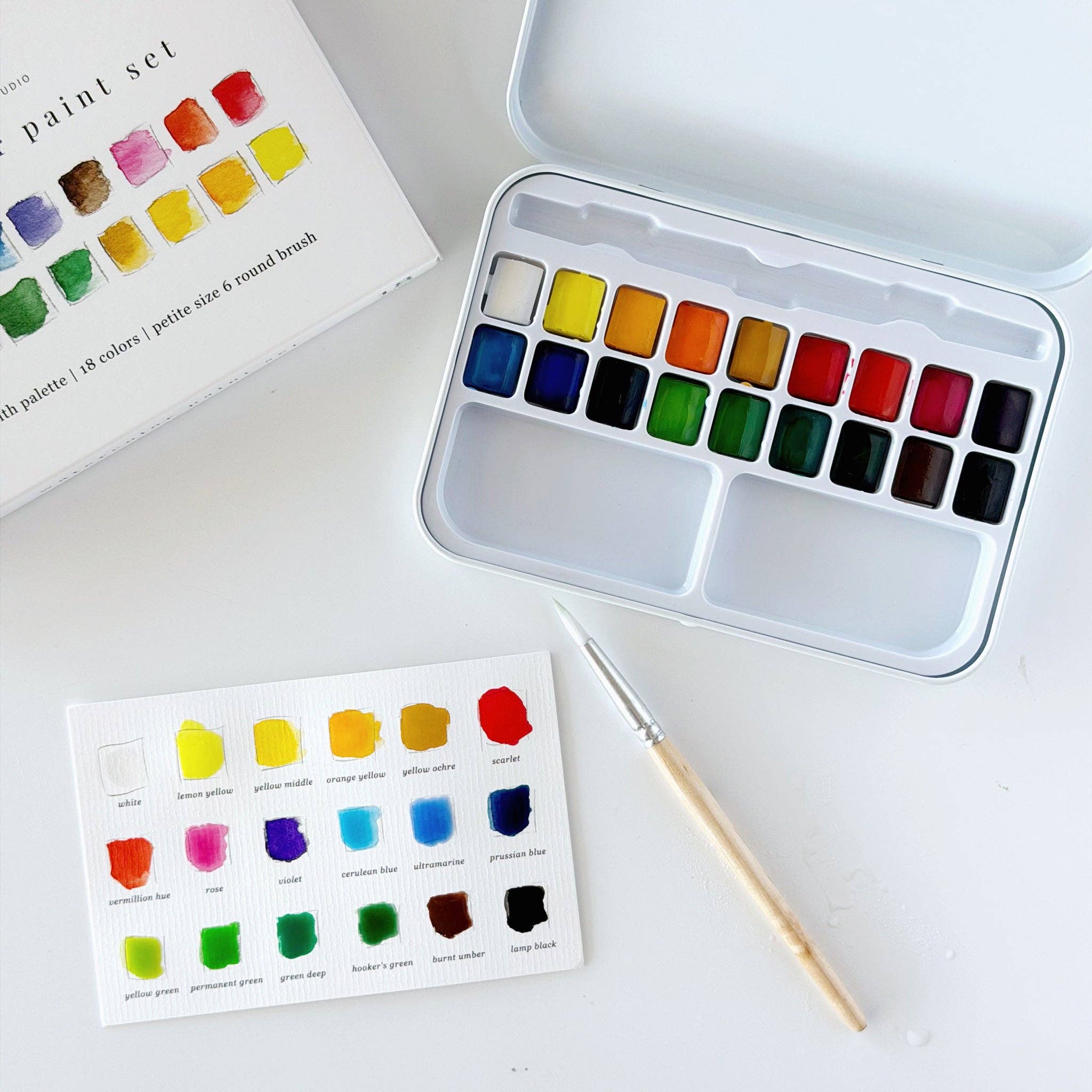 Watercolor Paint Set w/ Brush - 18 Colors by emily lex studio