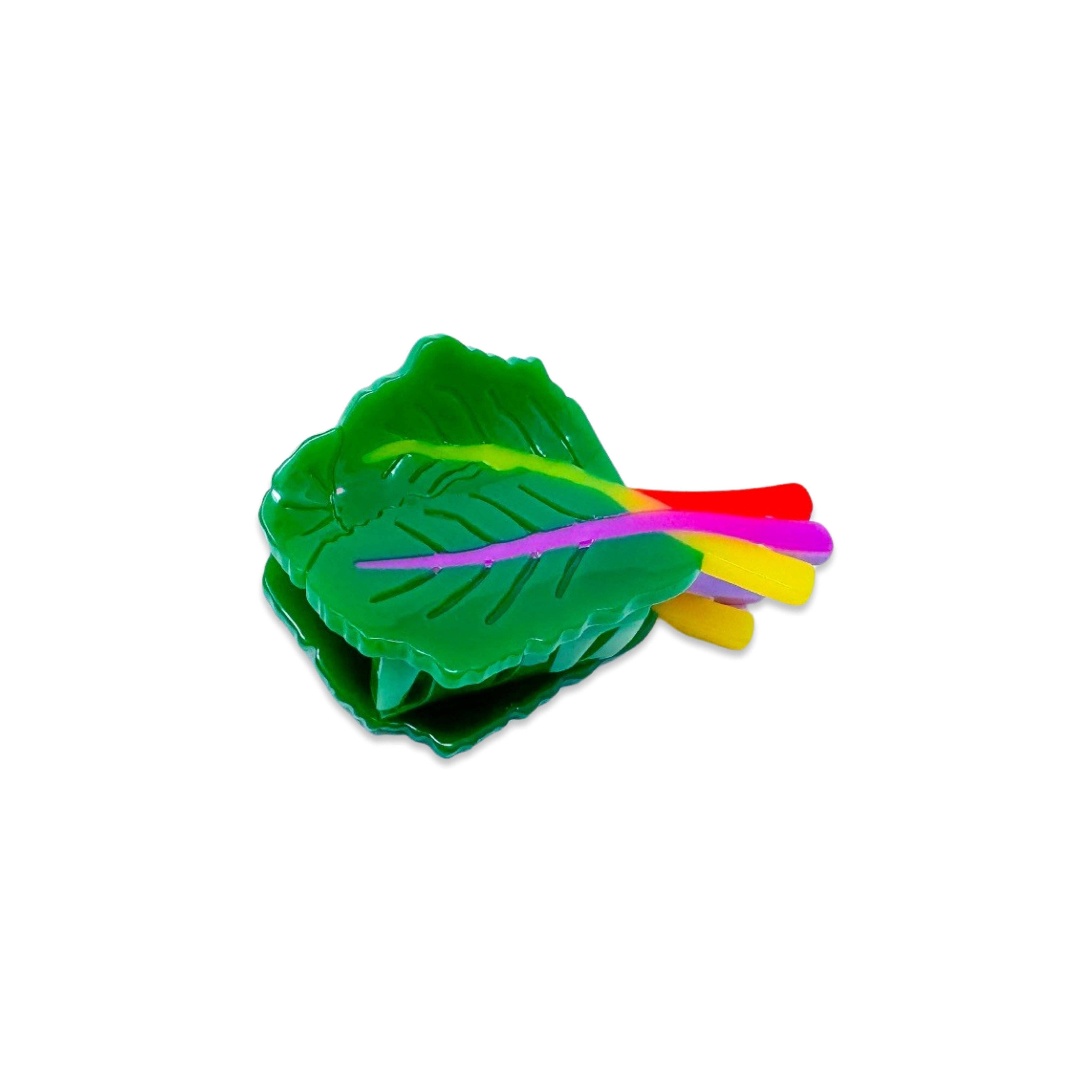 Mini Rainbow Chard Hair Claw Clip by Jenny Lemons