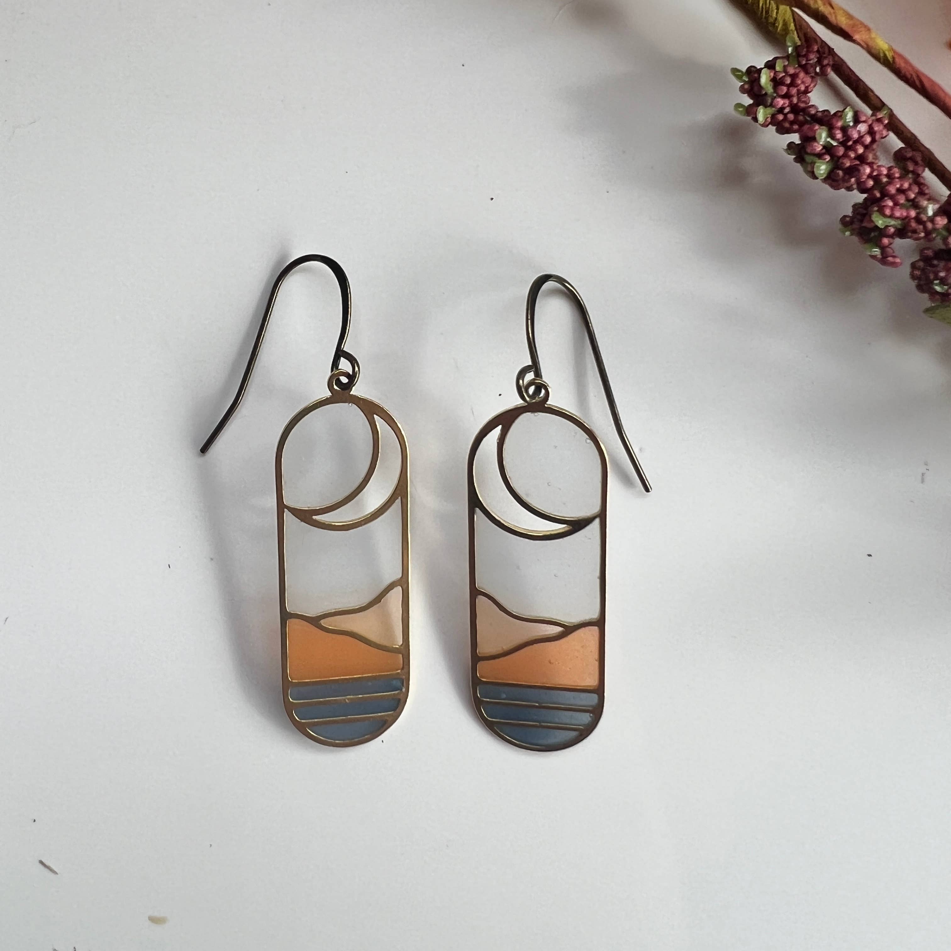 Horizon // Stained Glass Resin Earrings by Wild Lupine Folkcraft