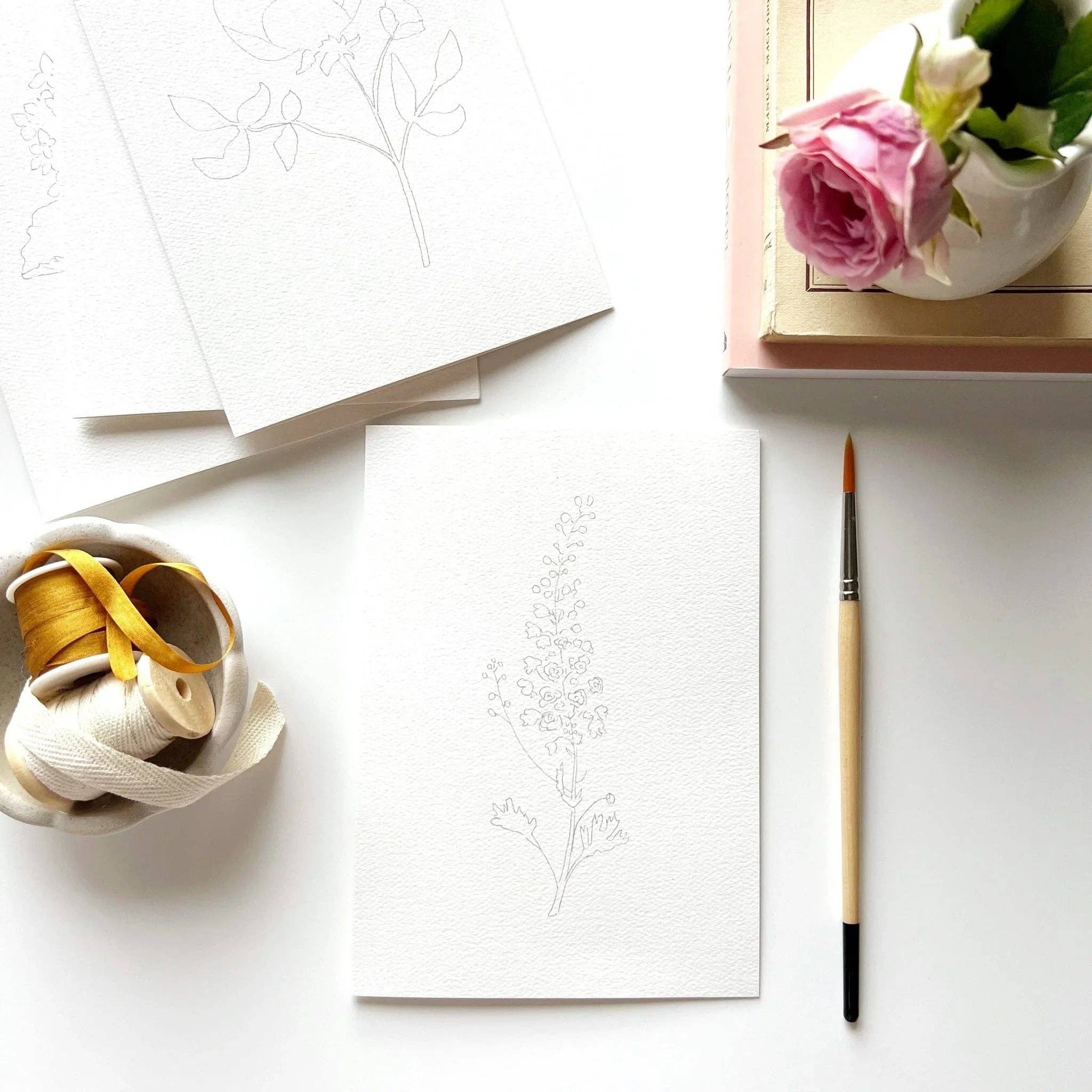 Garden Flowers Paintable Watercolor Notecard Set by emily lex studio