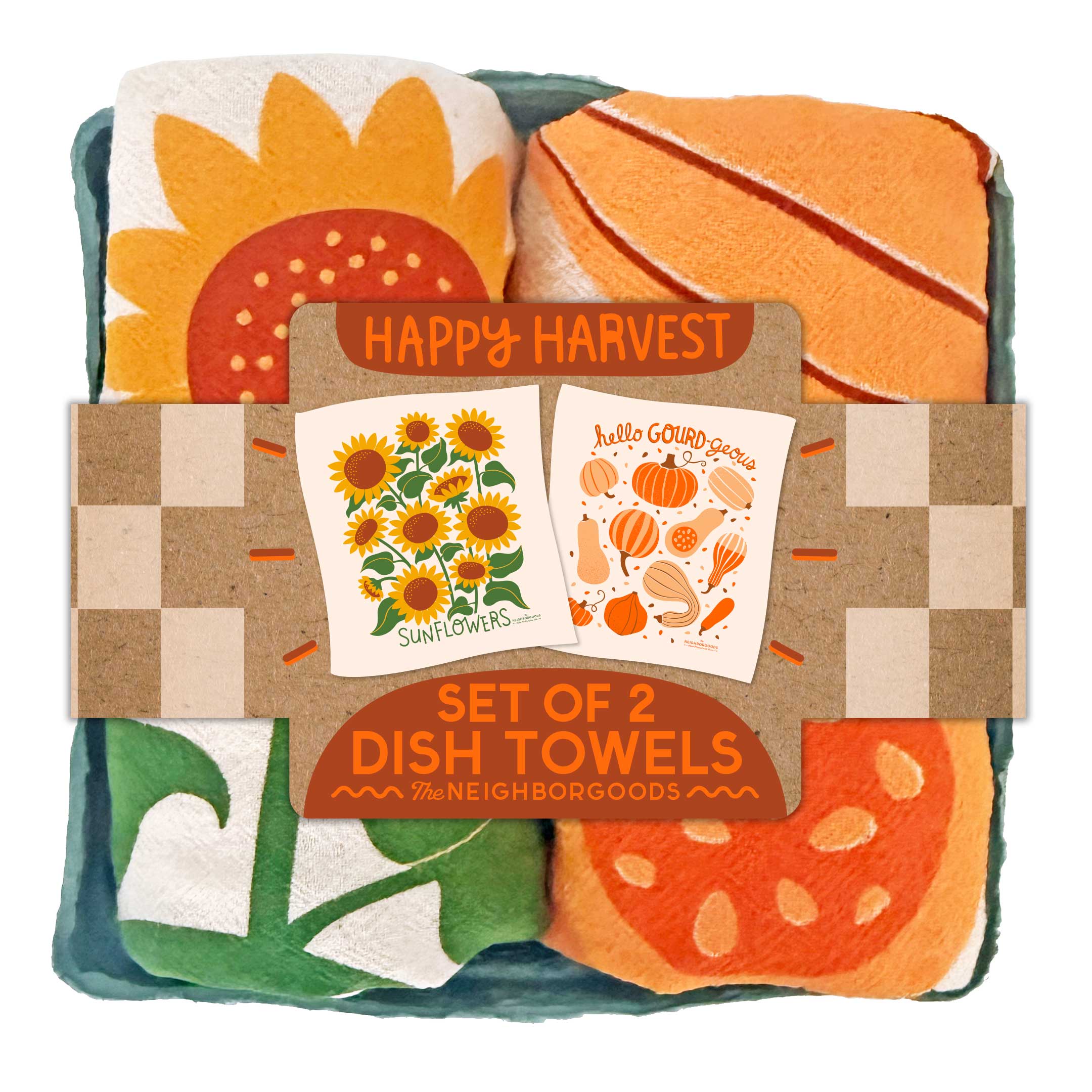 HAPPY HARVEST  (Sunflower, Pumpkin) - Tea Towel Set of 2 by The Neighborgoods
