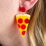 Pizza Acetate Earrings by Jenny Lemons