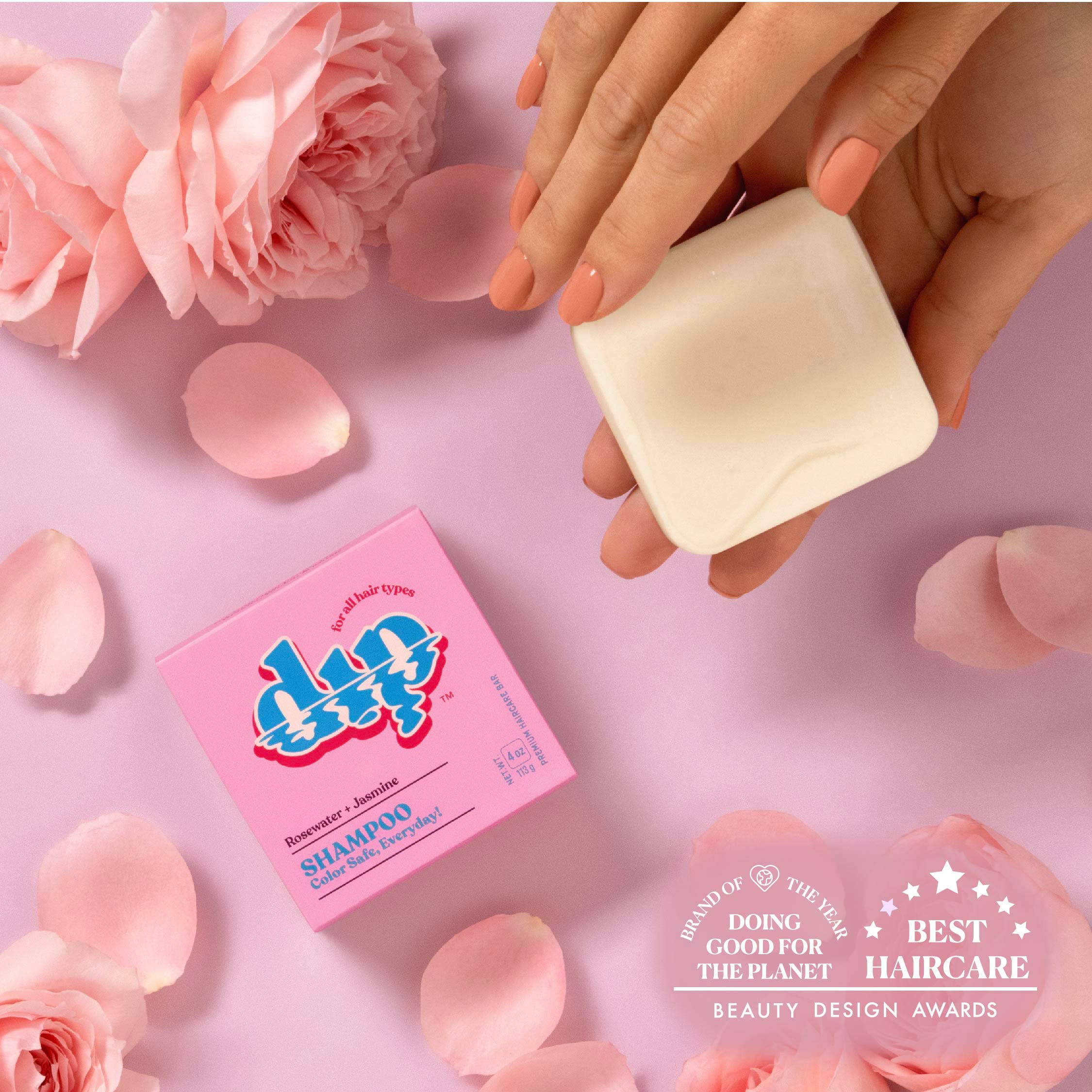 Full-Size Rosewater & Jasmine Shampoo Bar: Color Safe, Everyday by Dip