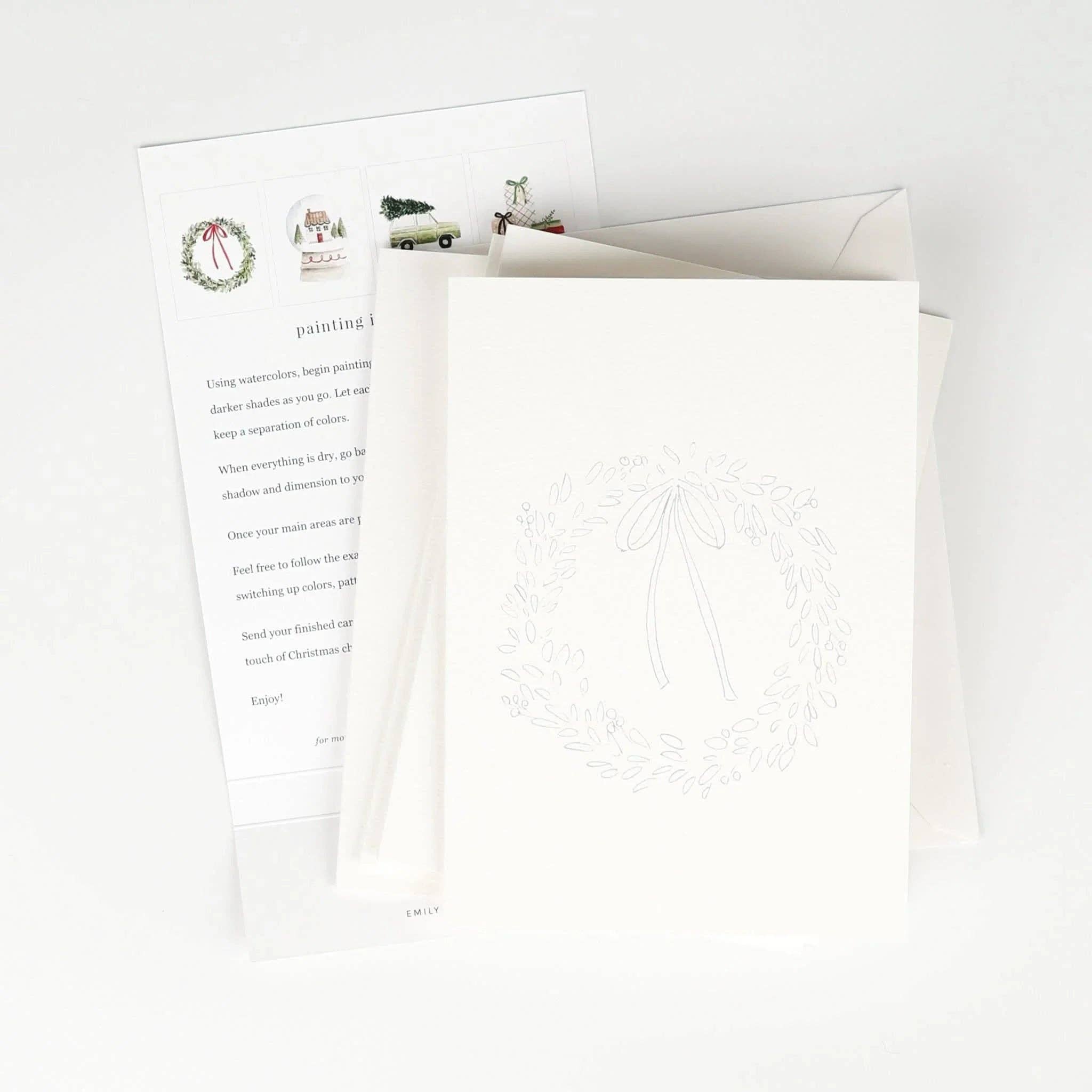 Christmas Cheer Paintable Watercolor Notecard Set by emily lex studio