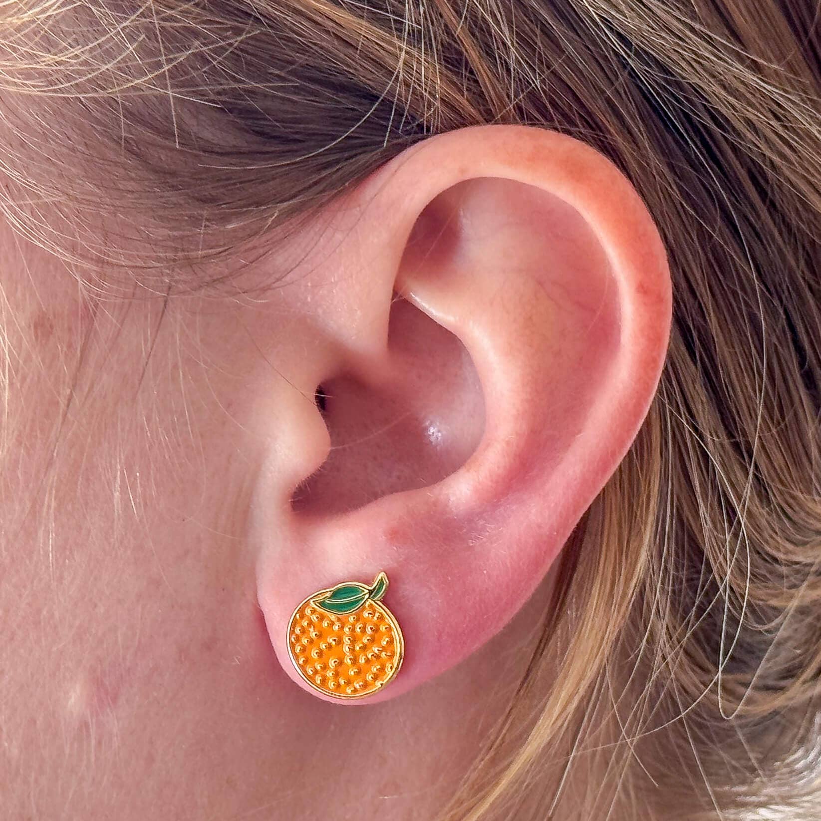 Orange Enamel Earrings by Jenny Lemons