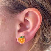 Orange Enamel Earrings by Jenny Lemons