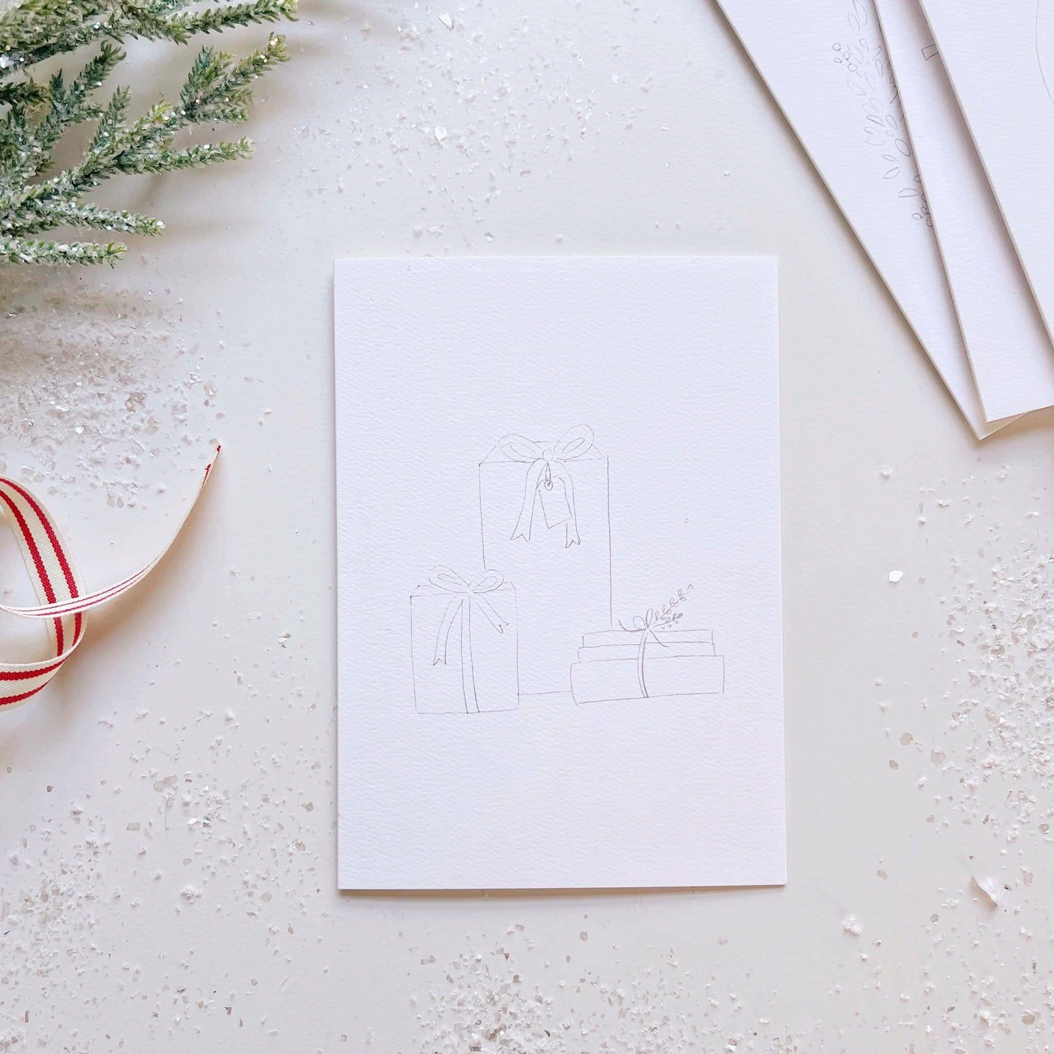 Christmas Cheer Paintable Watercolor Notecard Set by emily lex studio