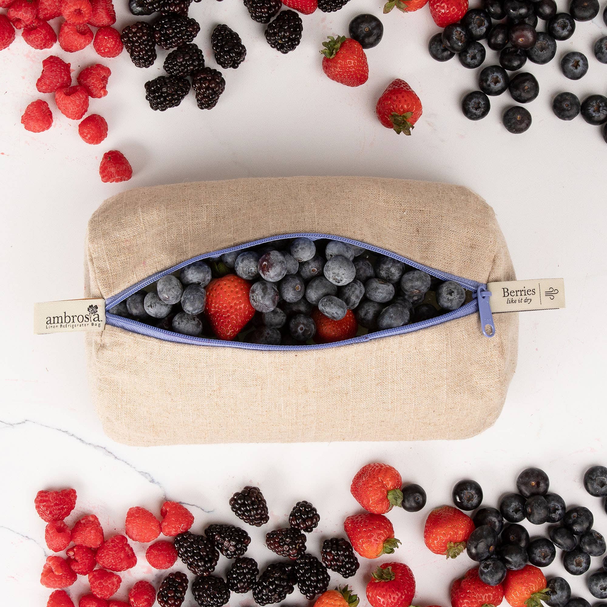 Reusable Berries Linen Bag by Ambrosia Bag