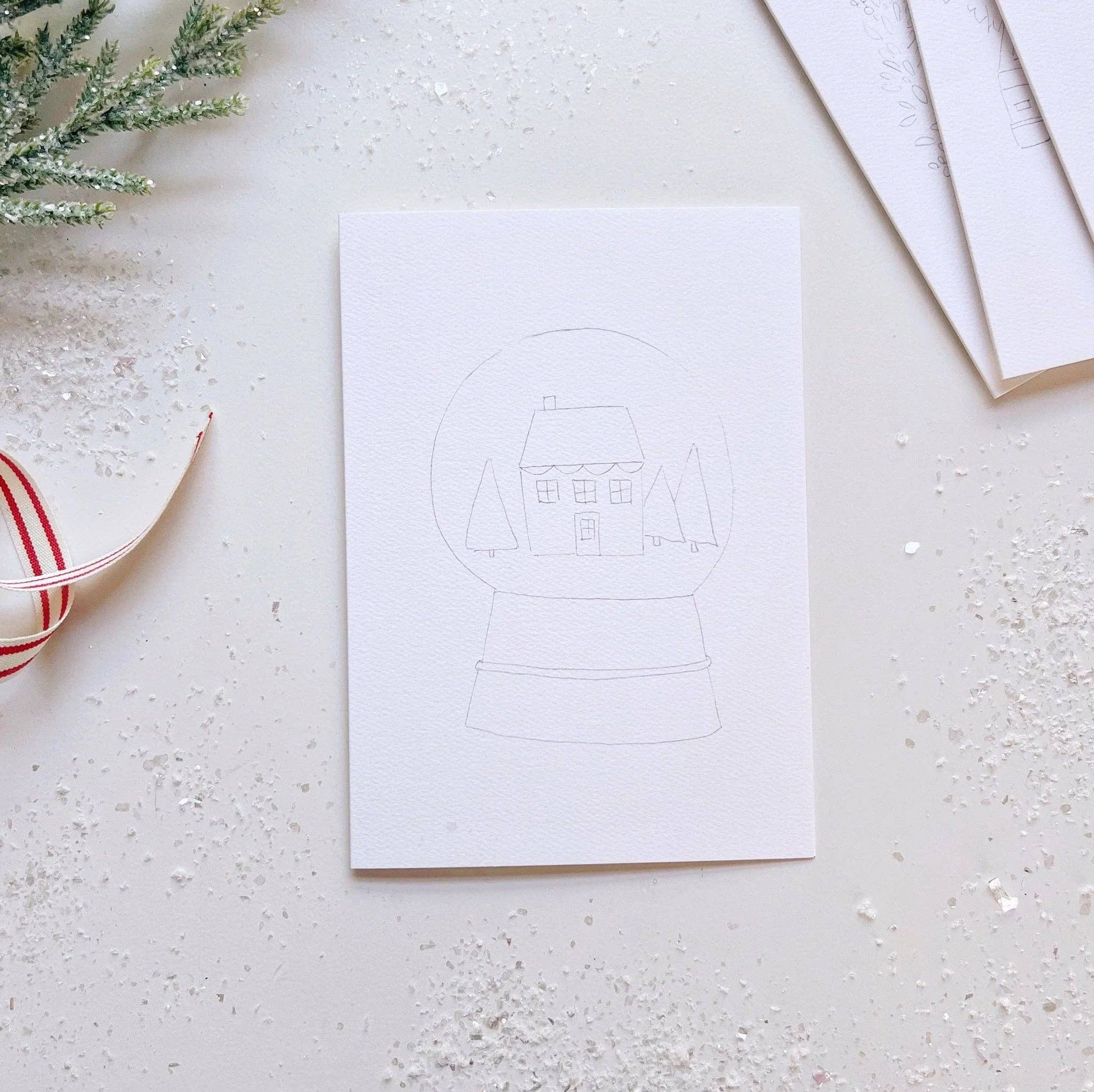 Christmas Cheer Paintable Watercolor Notecard Set by emily lex studio