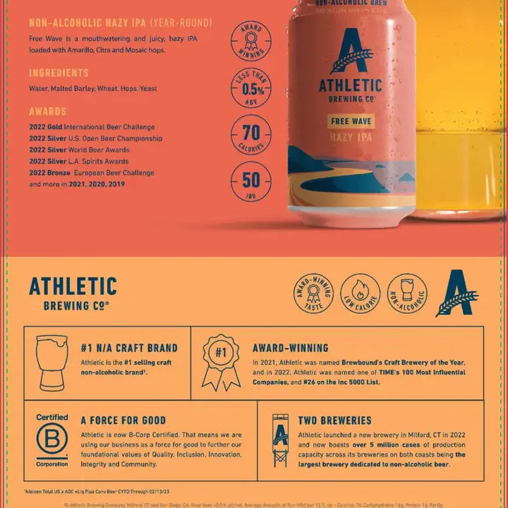 Free Wave Hazy IPA NA Beer by Athletic Brewing Co.