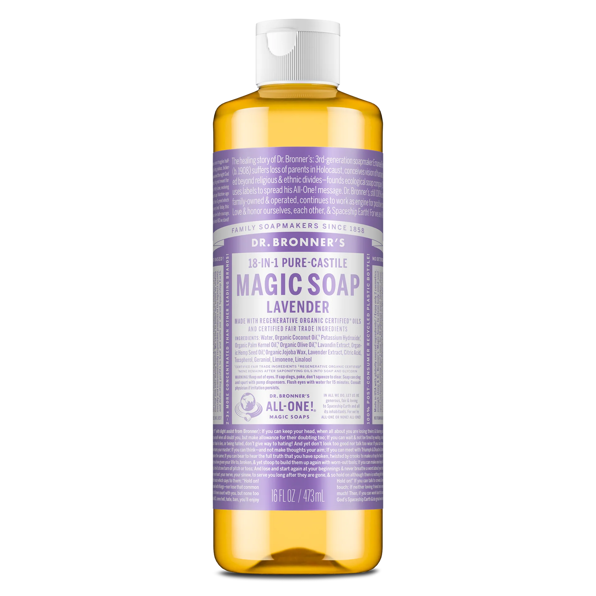 Lavender Pure Castile Liquid Soap, 16 oz by Dr. Bronner