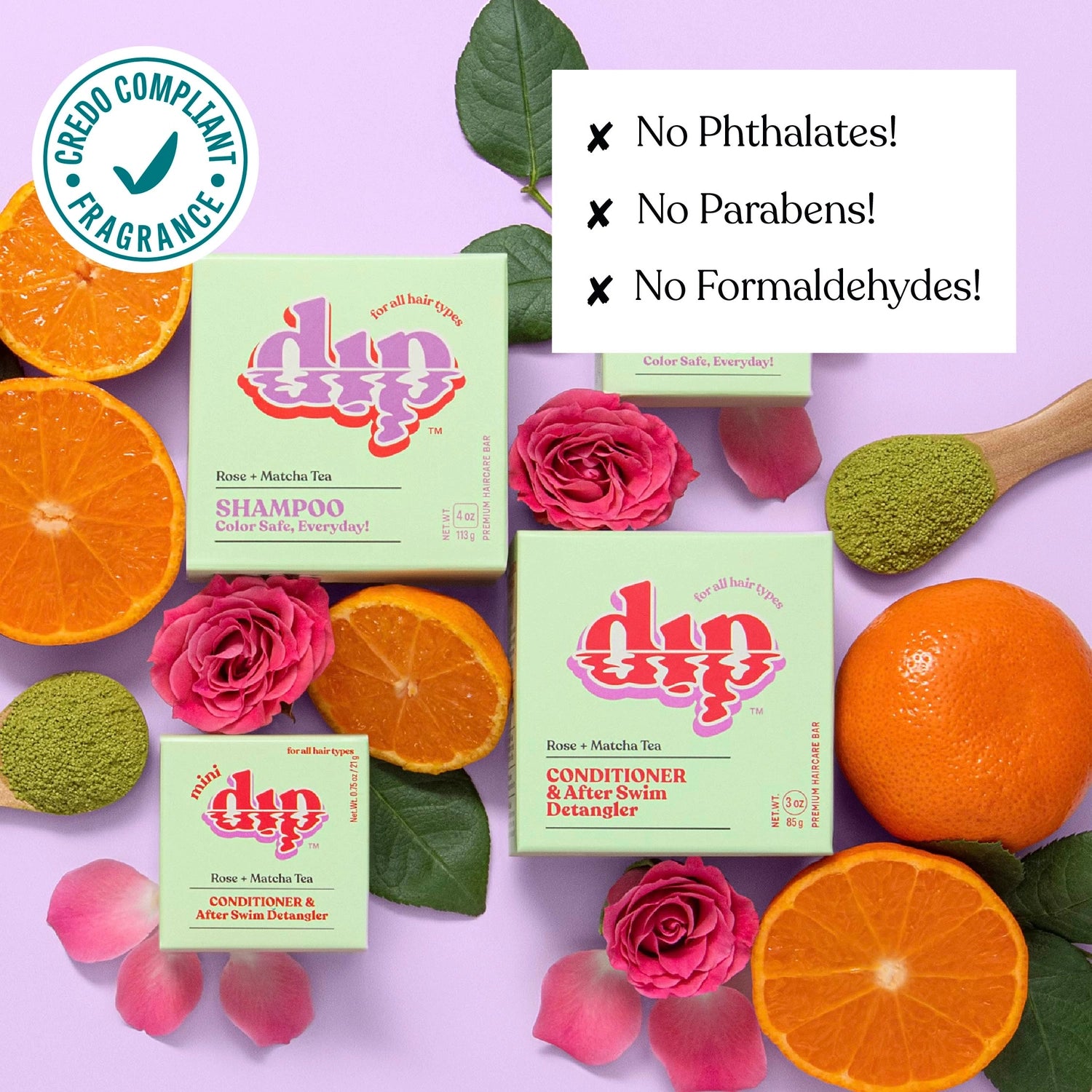 Mini Rose & Matcha Tea Conditioner Bar & After Swim Detangler by Dip