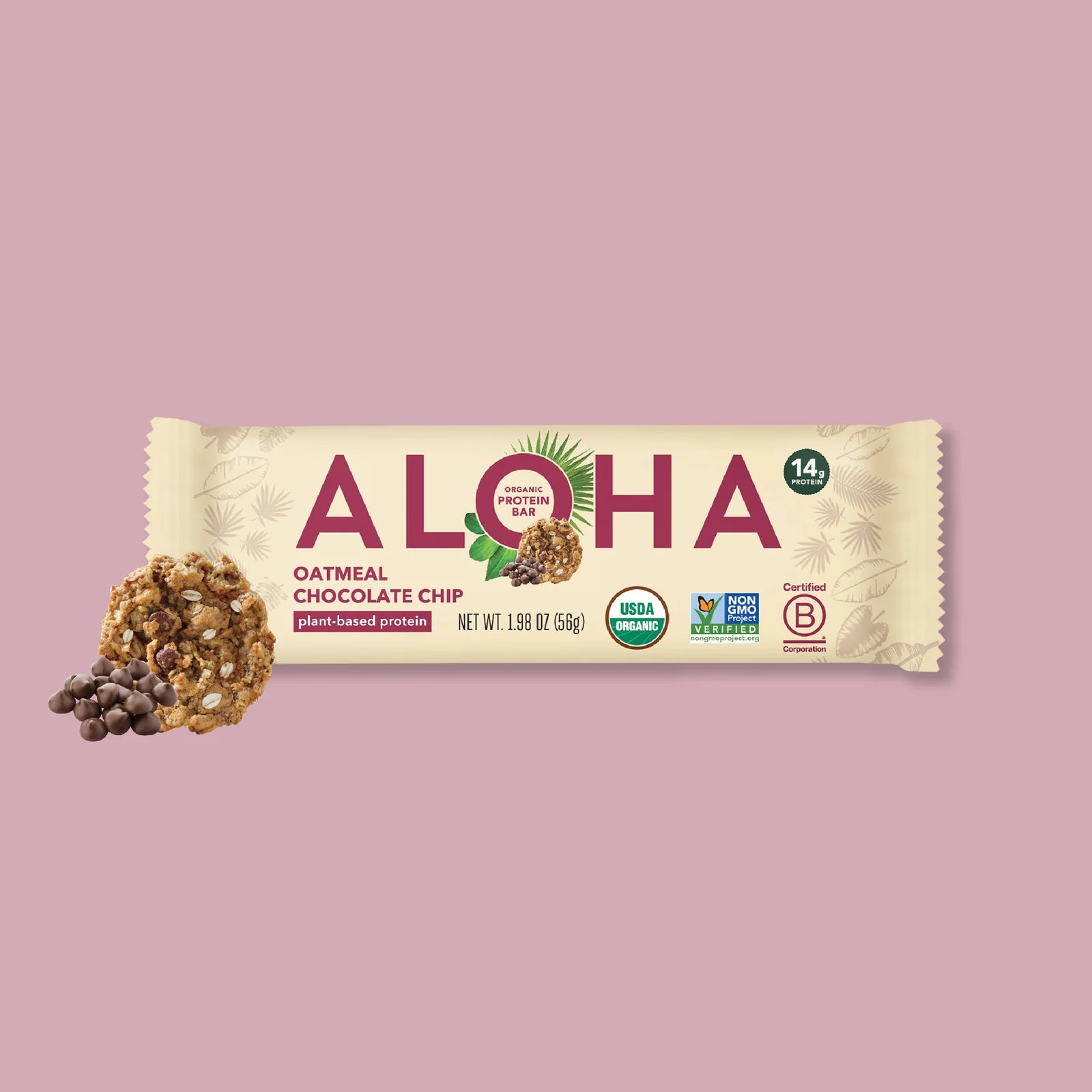 Oatmeal Chocolate Chip Protein Bar - 14 g protein by Aloha Bar