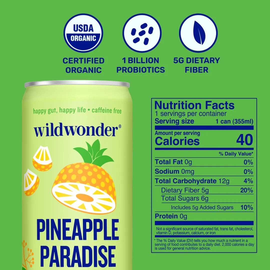 Pineapple Paradise Sparkling Prebiotic + Probiotic Drink by wildwonder