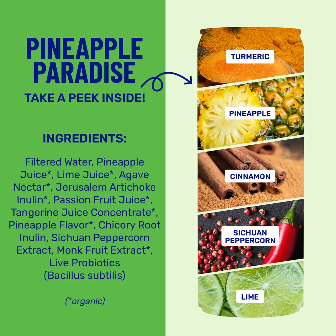 Pineapple Paradise Sparkling Prebiotic + Probiotic Drink by wildwonder