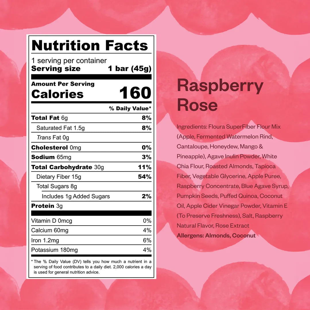 Raspberry Rose Fiber Snack Bar by Floura