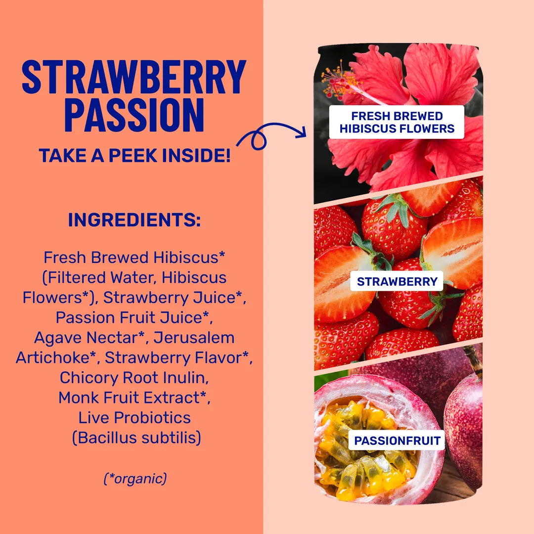 Strawberry Passion Sparkling Prebiotic + Probiotic Drink by wildwonder