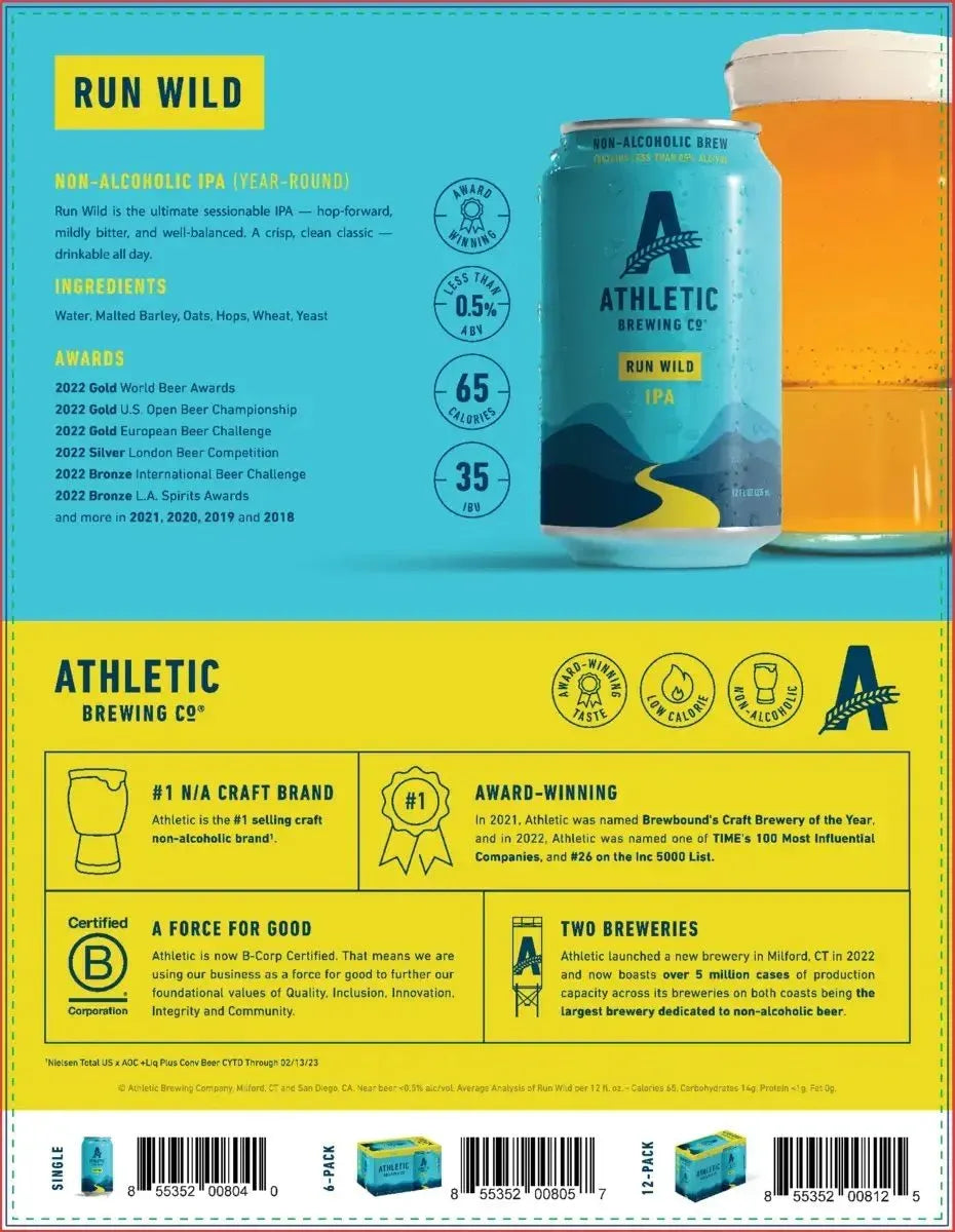 Run Wild IPA NA Beer by Athletic Brewing Co.